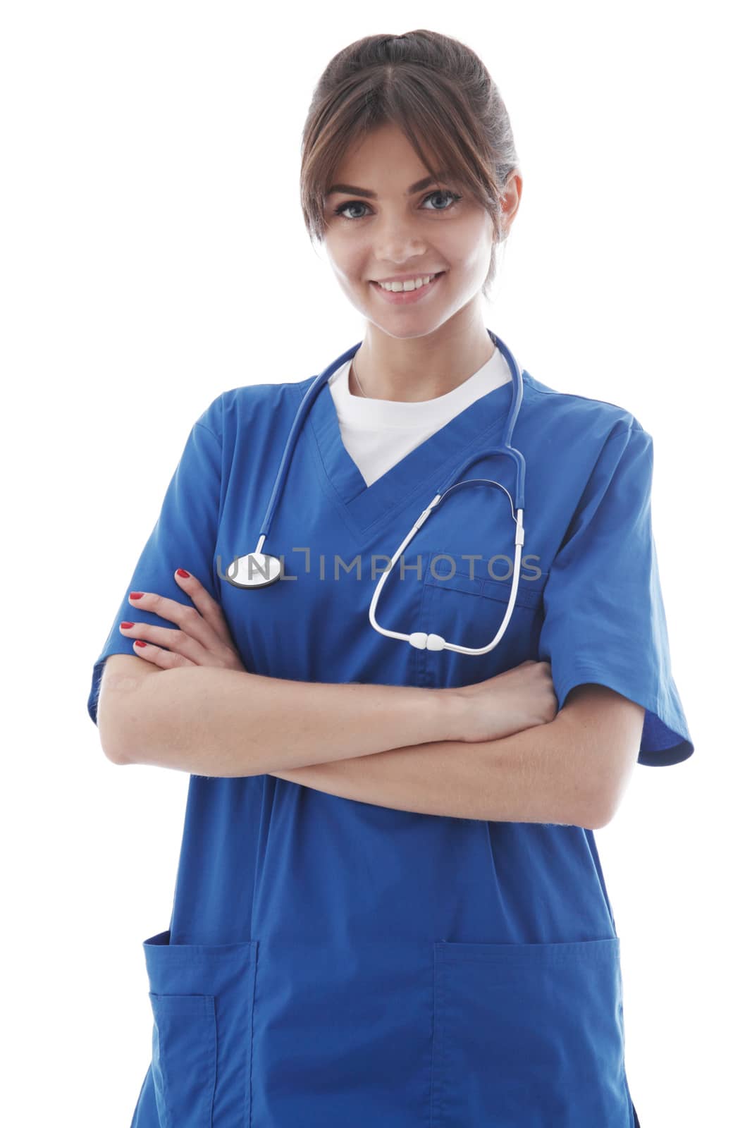 Young nurse portrait isolated on white background