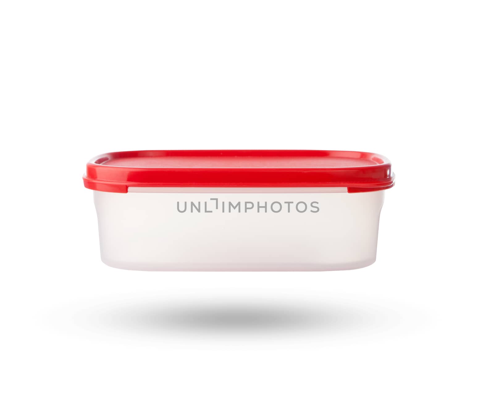 white plastic box with red cab isolated on white background  by khunaspix