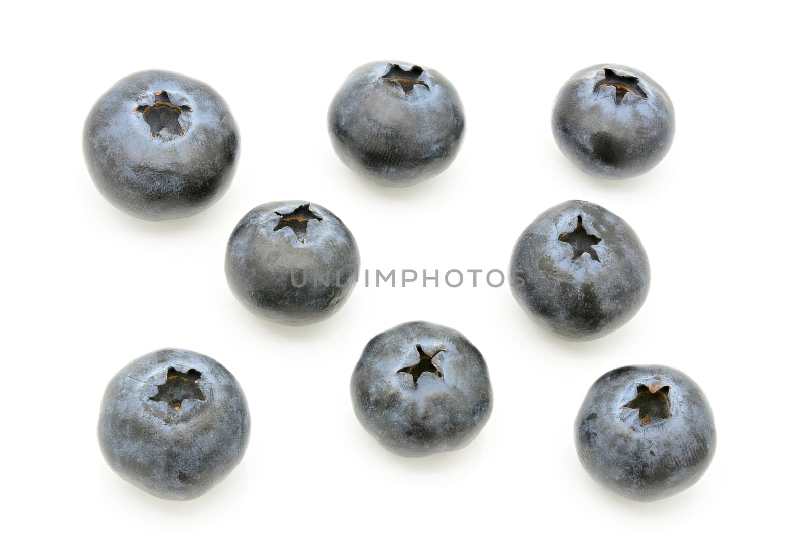 Close-up of fresh blueberry on a white background