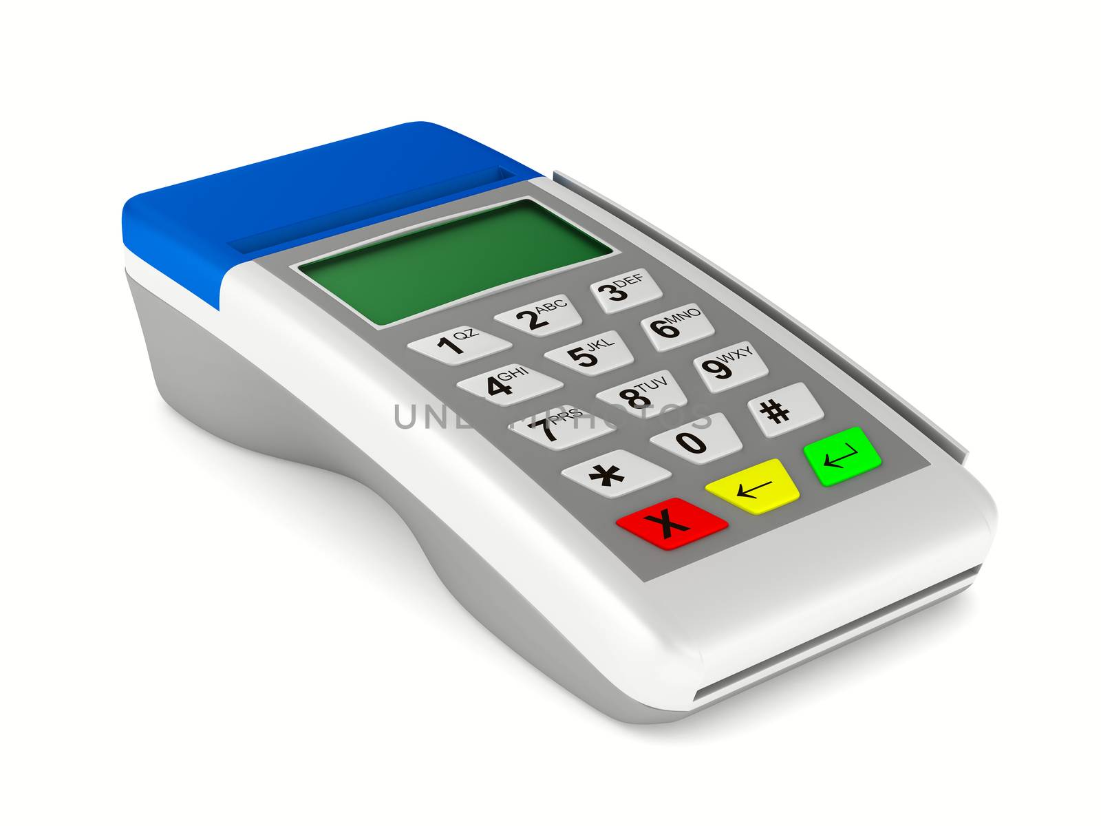 payment terminal on white background. Isolated 3d image