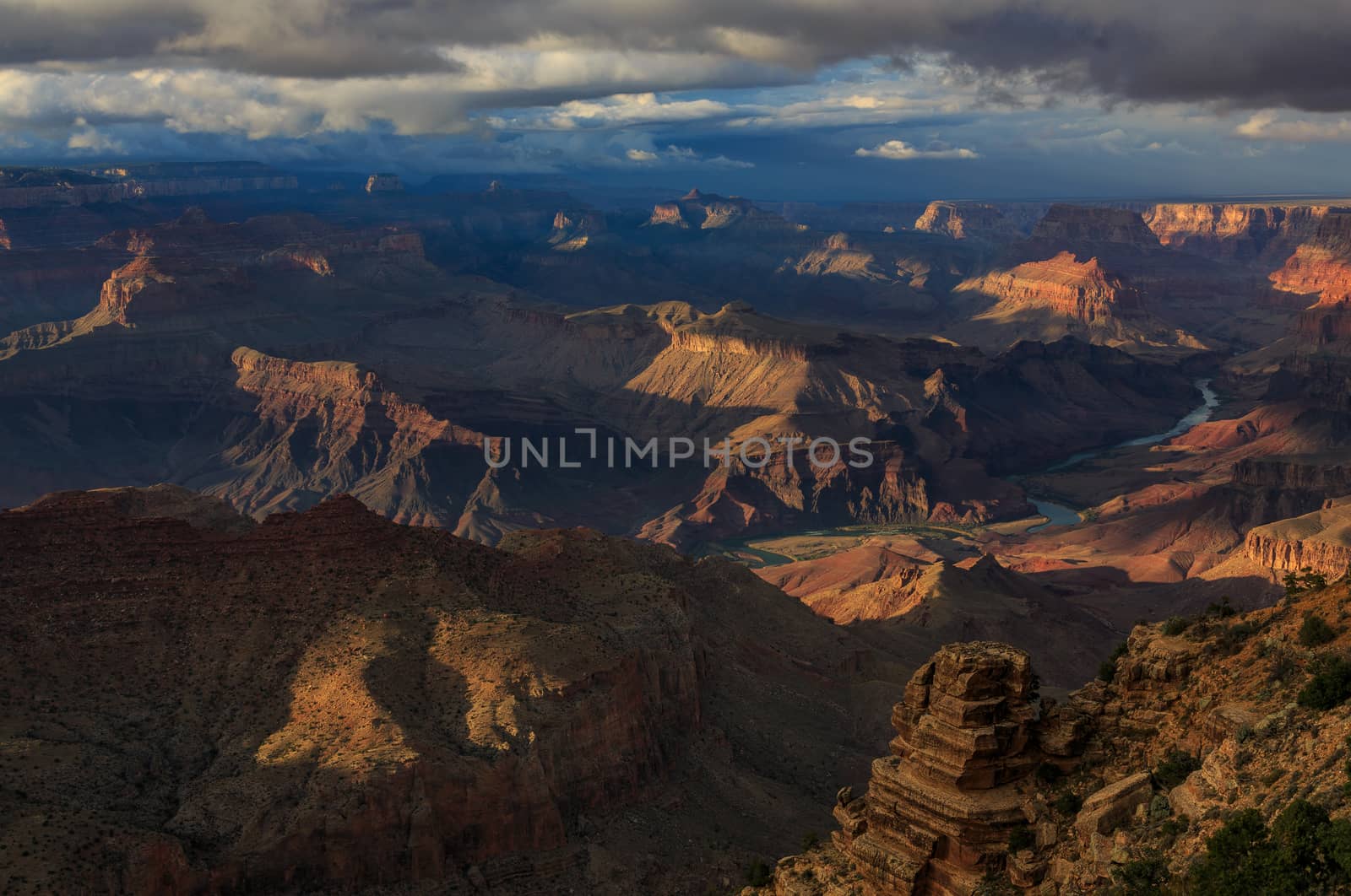 Beautiful sunset of Grand Canyon from North Rim; Arizona; United by dpetrakov
