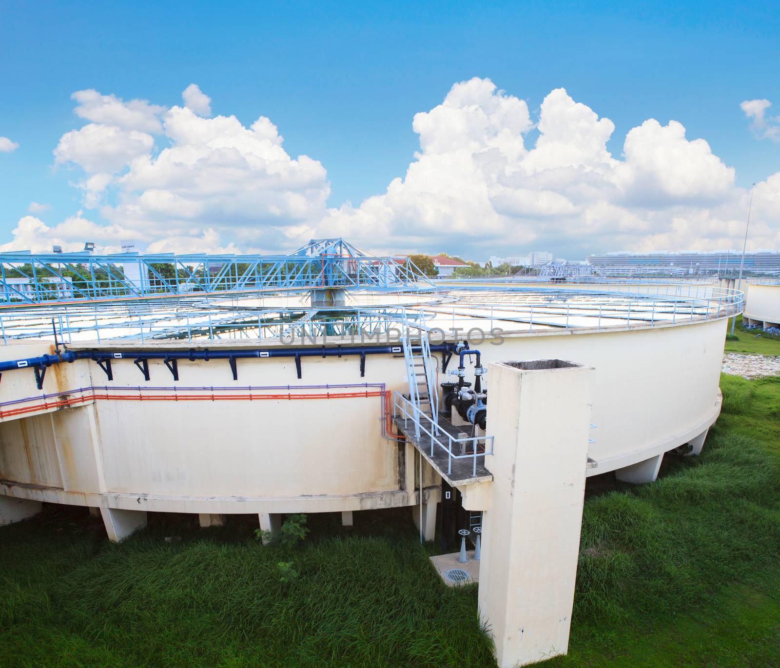 big tank of water supply in metropolitan water work industry plant site 