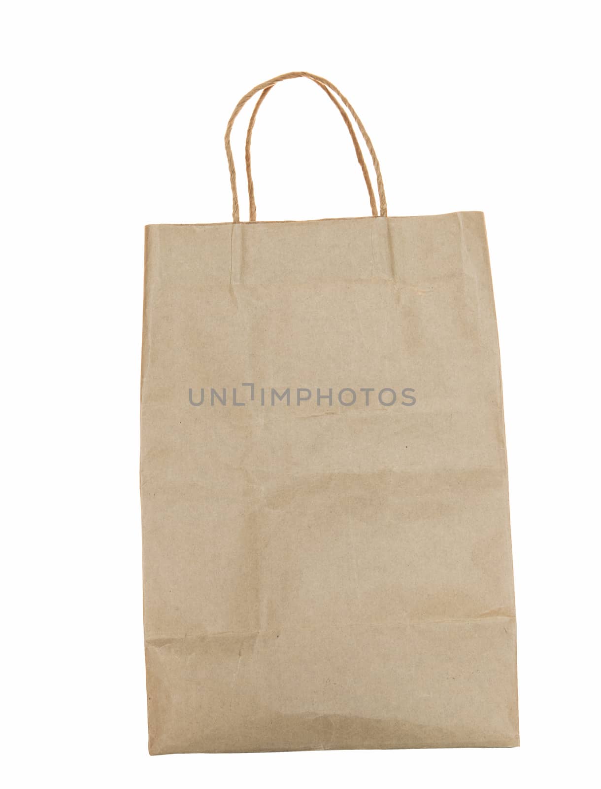 old used brown recycle paper shopping bag isolated object on whi by khunaspix