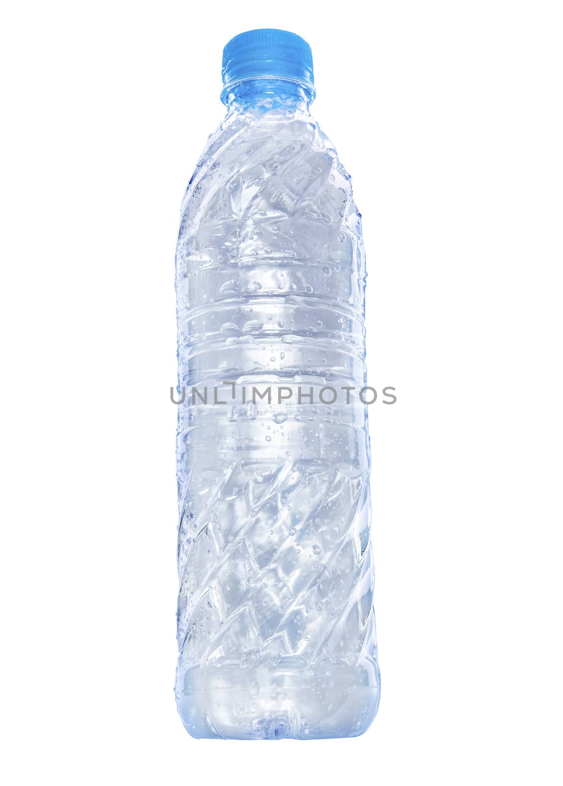 clean and freshness drinking water in transparent plastic bottle isolated on white background use for healthy life and care of food and beverage 