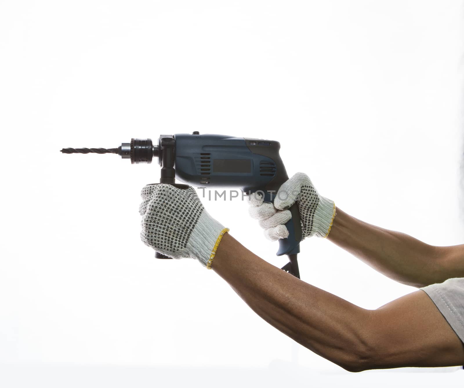 electric drilling in worker hand prepar to drilling on subject i by khunaspix