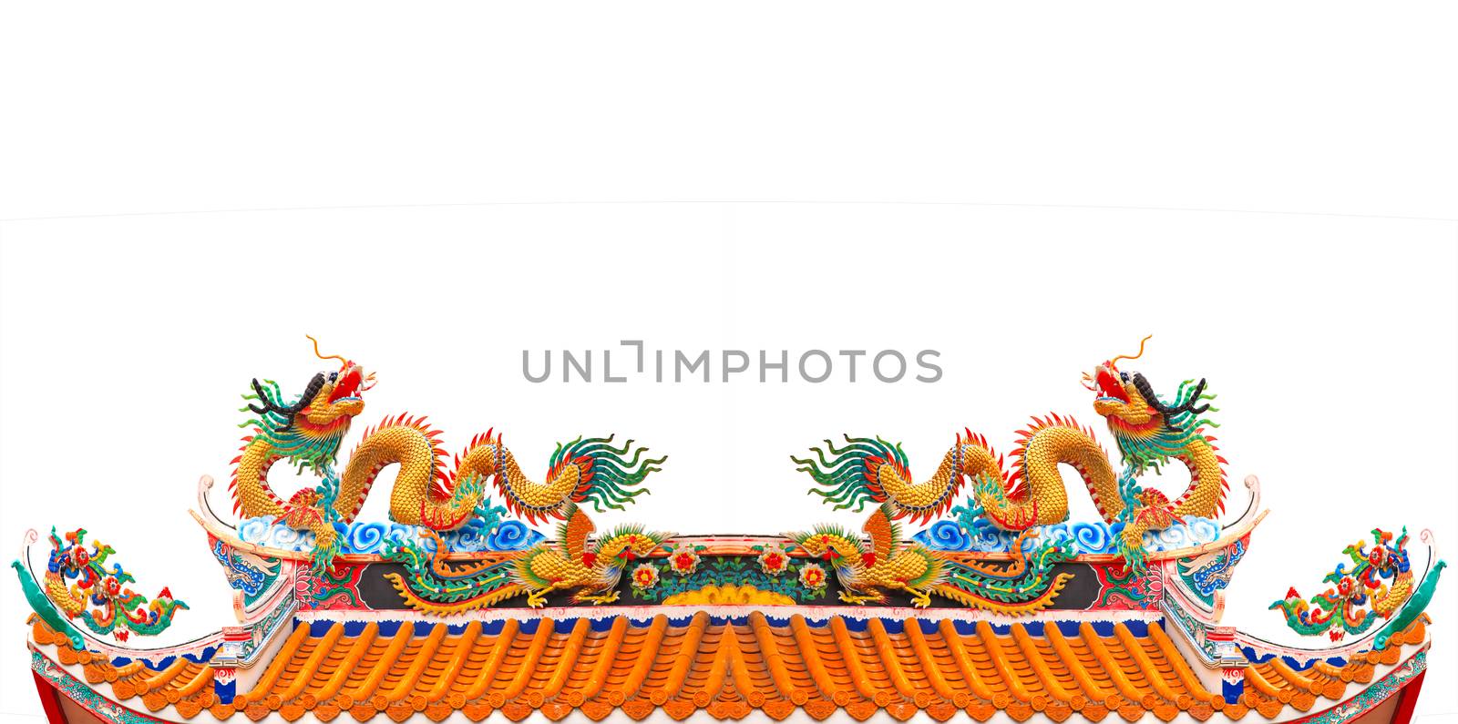 file twin dragon on chinese temple roof isolated white backgroun by khunaspix