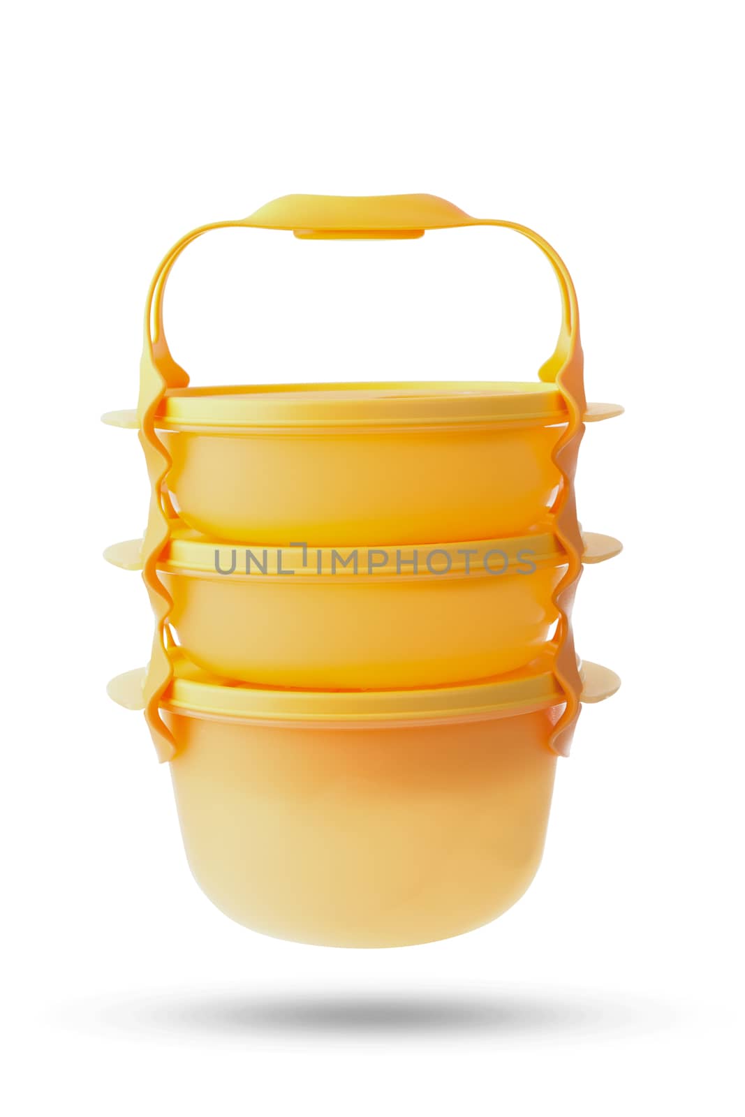 yellow plastic box packaging on white background for multipurpose
