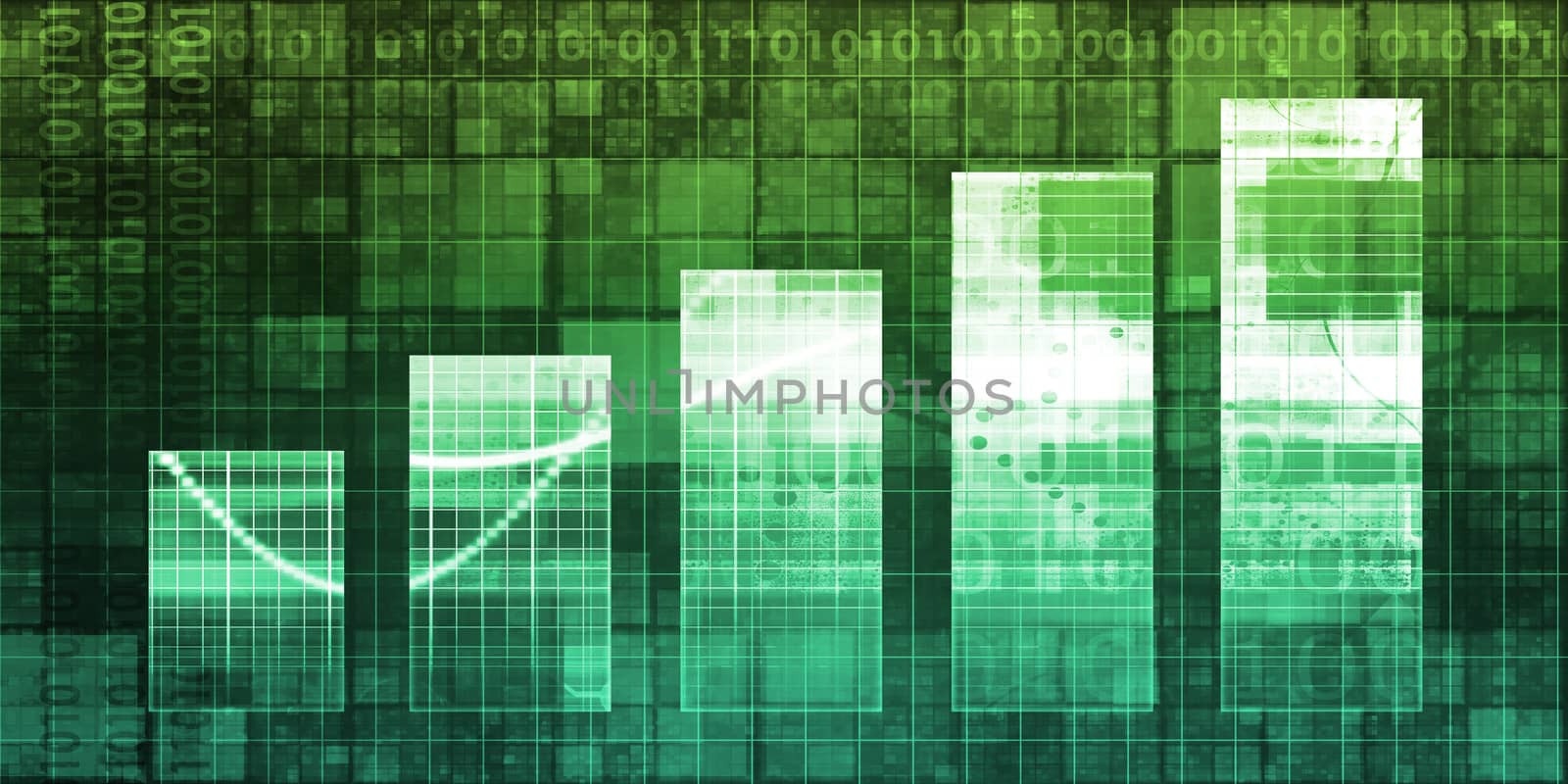 Digital Abstract Background with Growth Bar Chart