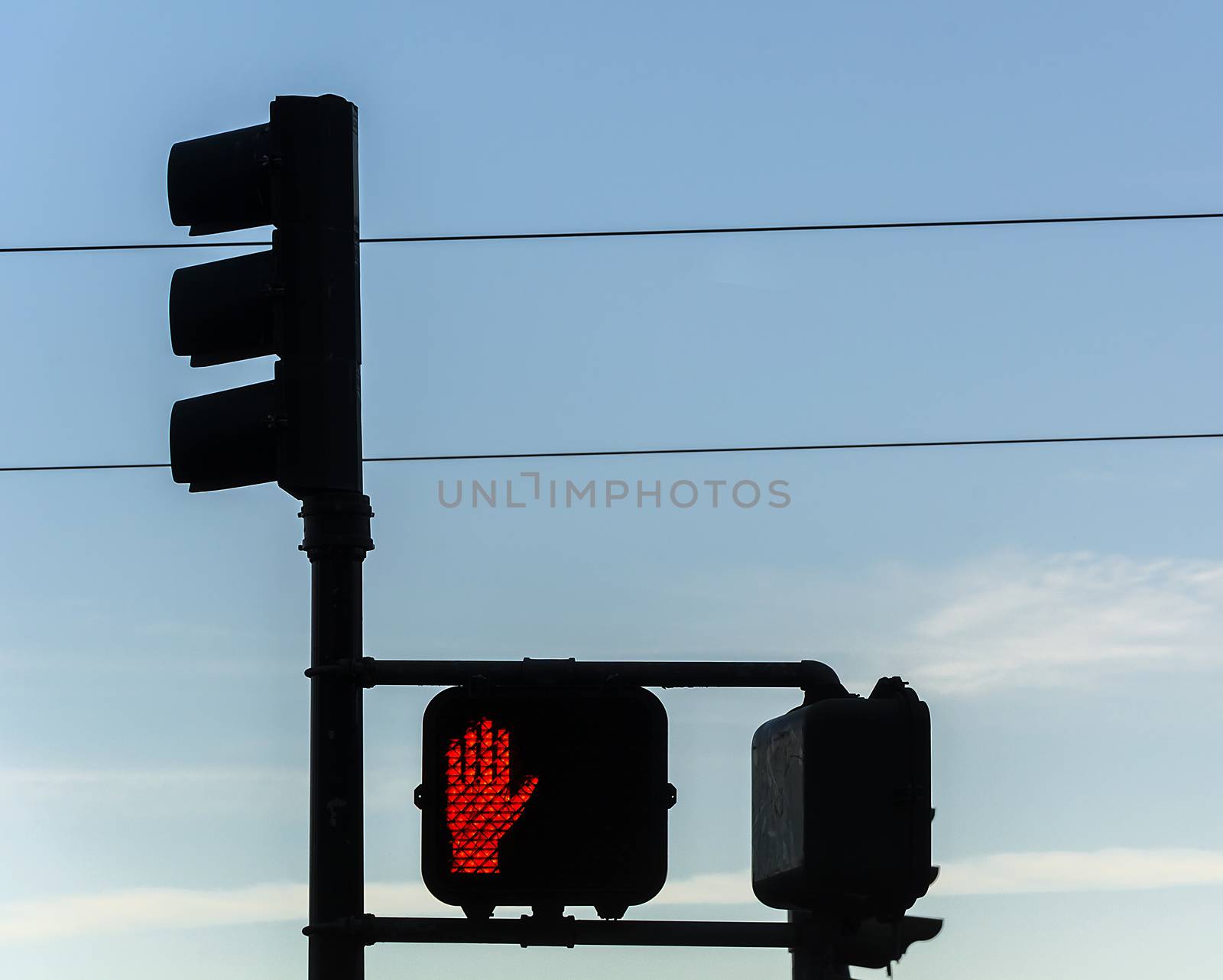 traffic lights with red stop signal for pedestrian