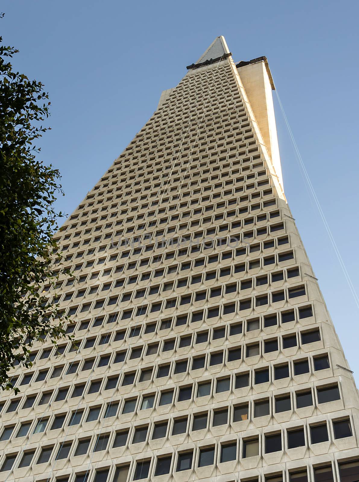 San Francisco, Ca, USA, October 22, 2016: Bottom view of the Transamerica Pyramid