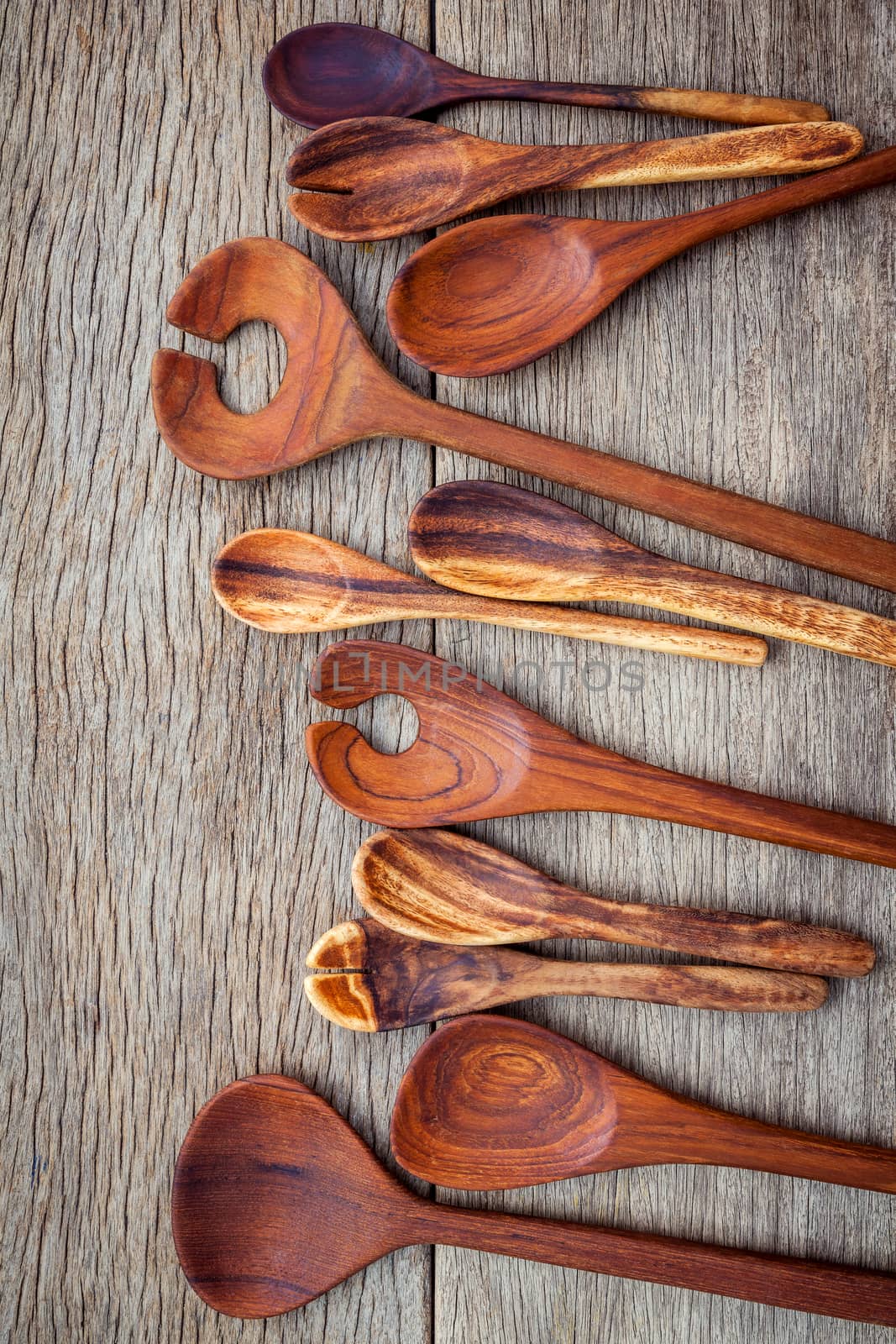 Wooden cooking utensils border wooden spoons, spatula , wooden f by kerdkanno