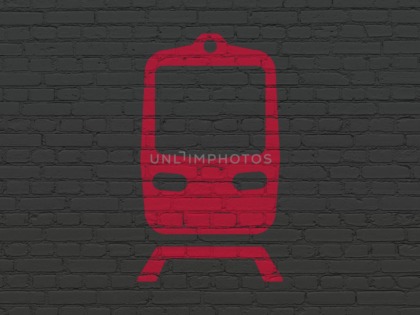 Tourism concept: Train on wall background by maxkabakov