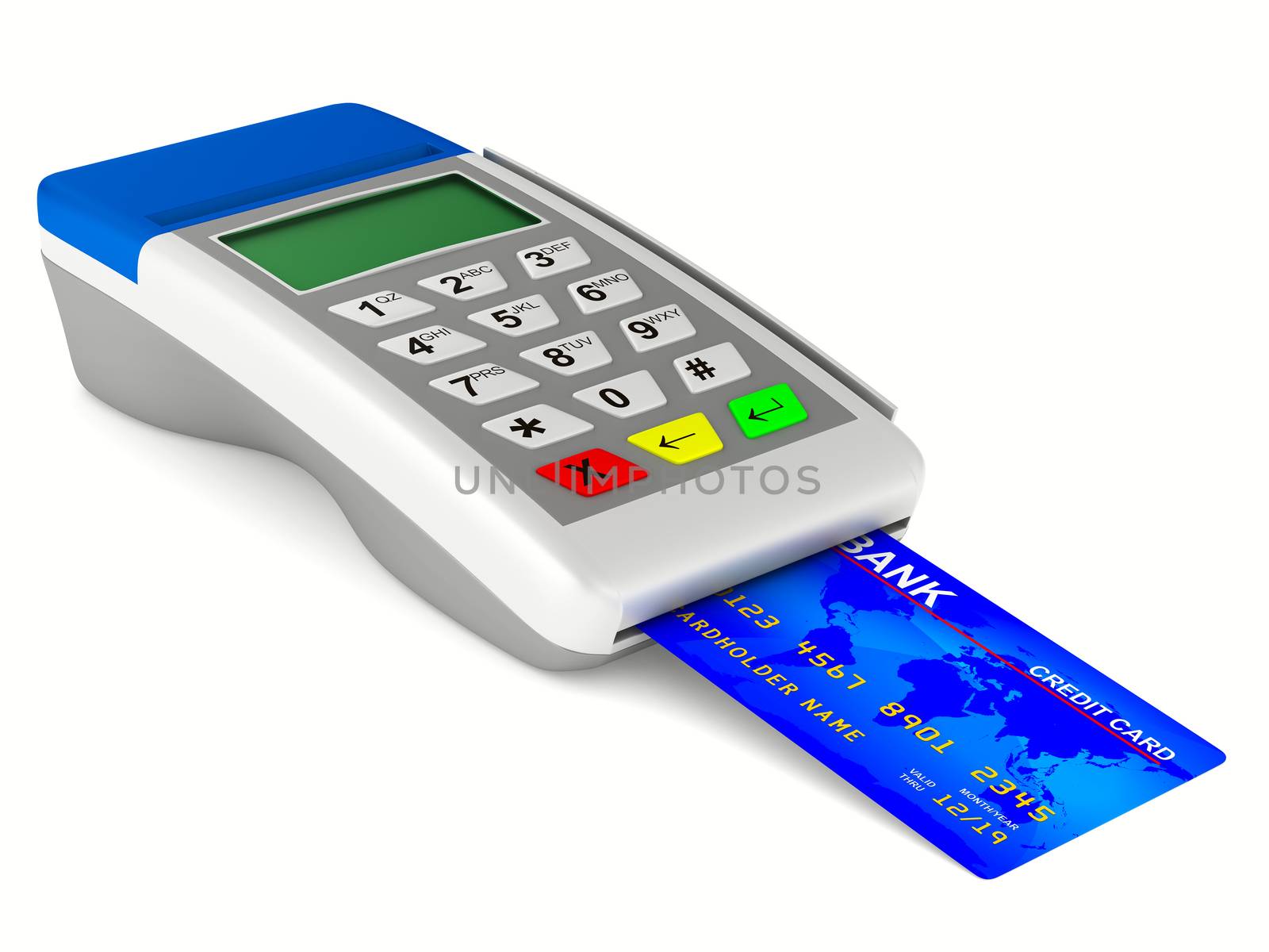 payment terminal on white background. Isolated 3d image