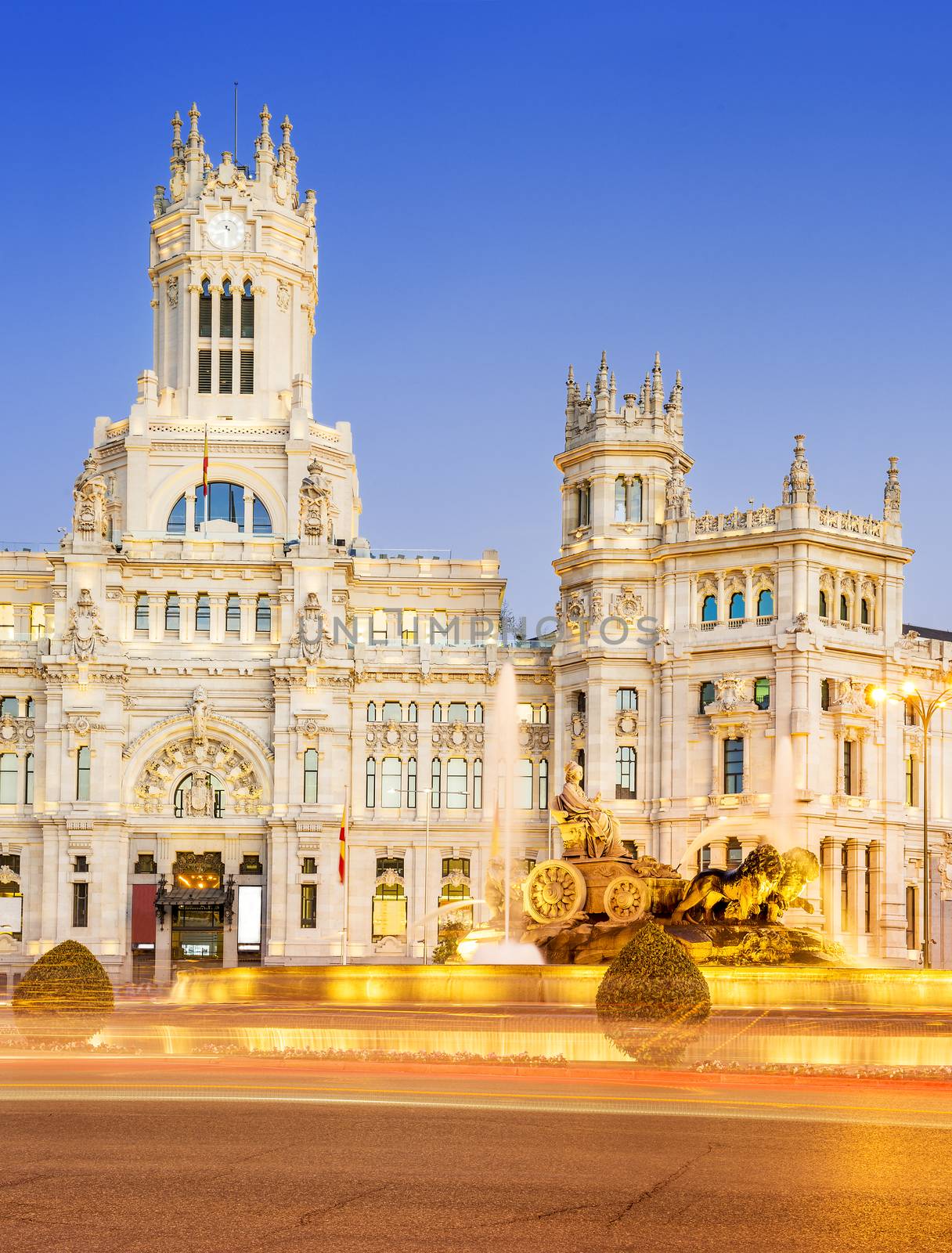 Plaza de la Cibeles (Cybele's Square) - Central Post Office (Palacio de Comunicaciones), Madrid, Spain. 