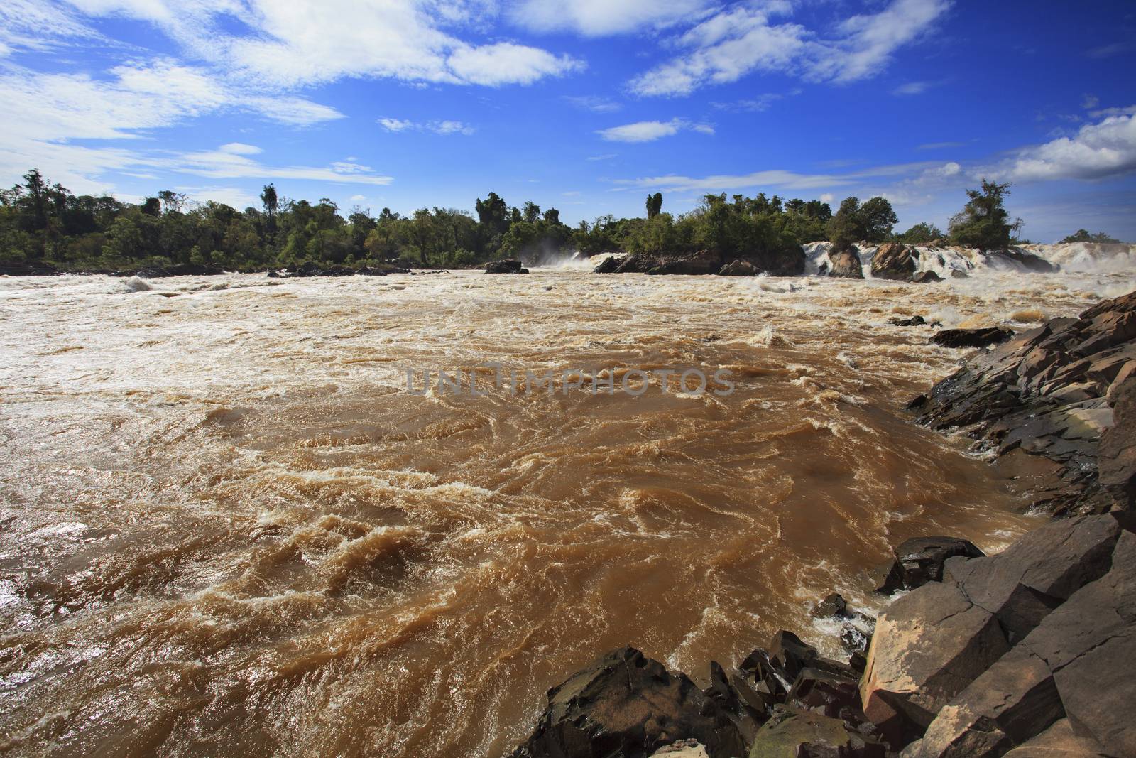 konprapeng water fall or mekong river in champasak southern of l by khunaspix