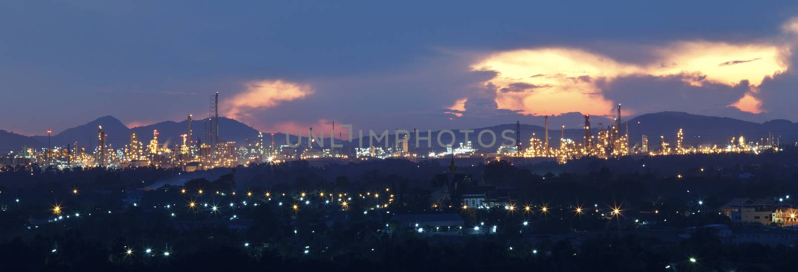 top view of  Map Ta Phut industrial estate in Rayong Thailand on dusky time 