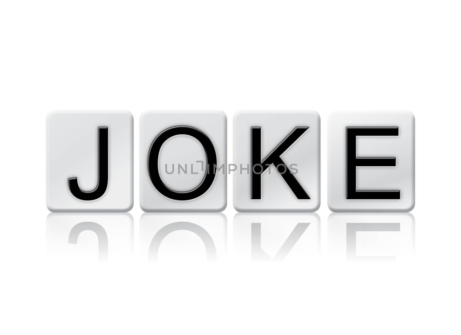 The word "Joke" written in tile letters isolated on a white background.