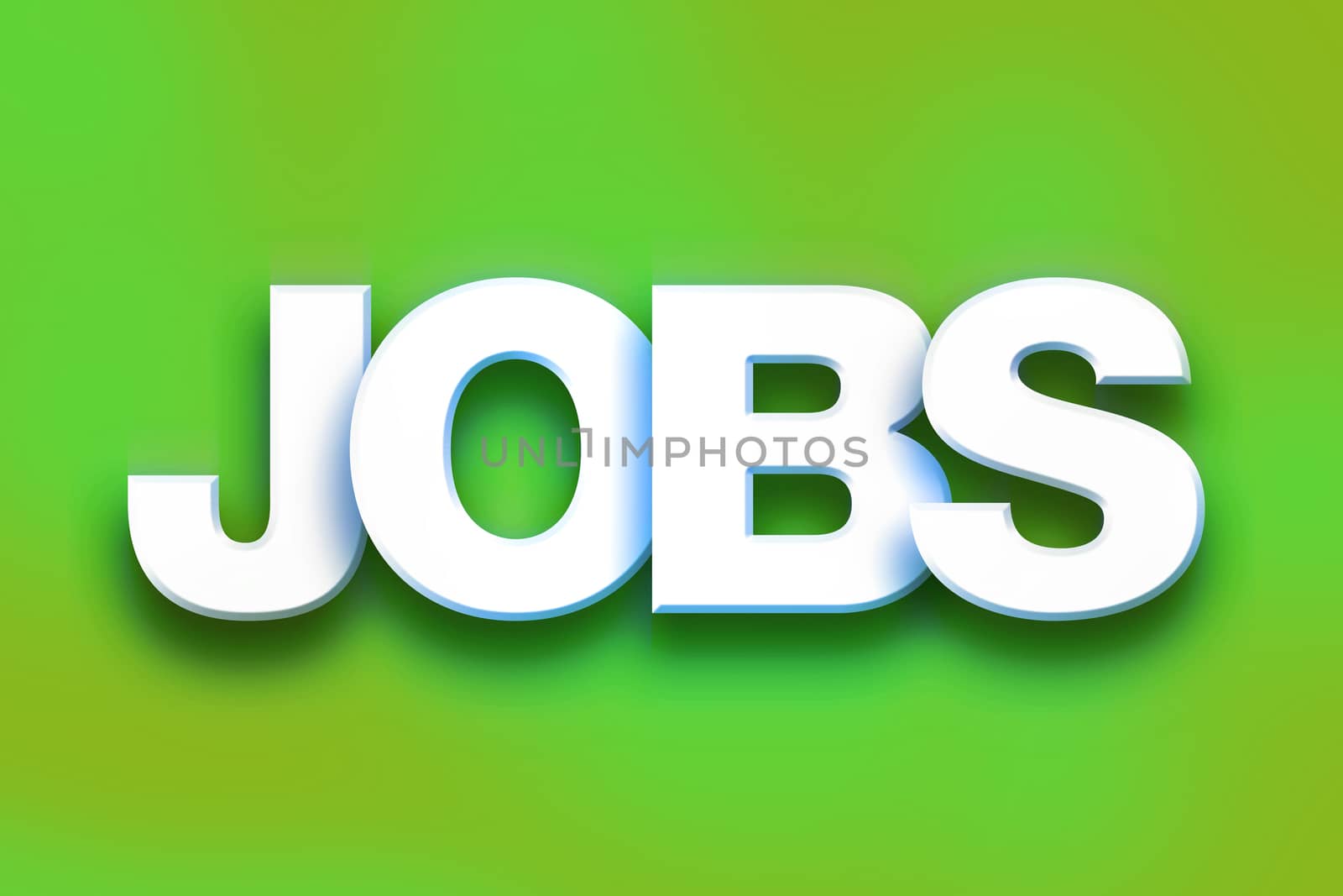 The word "Jobs" written in white 3D letters on a colorful background concept and theme.