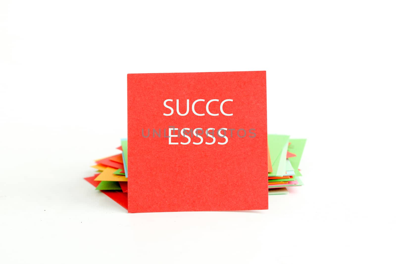 picture of a red note paper with text success