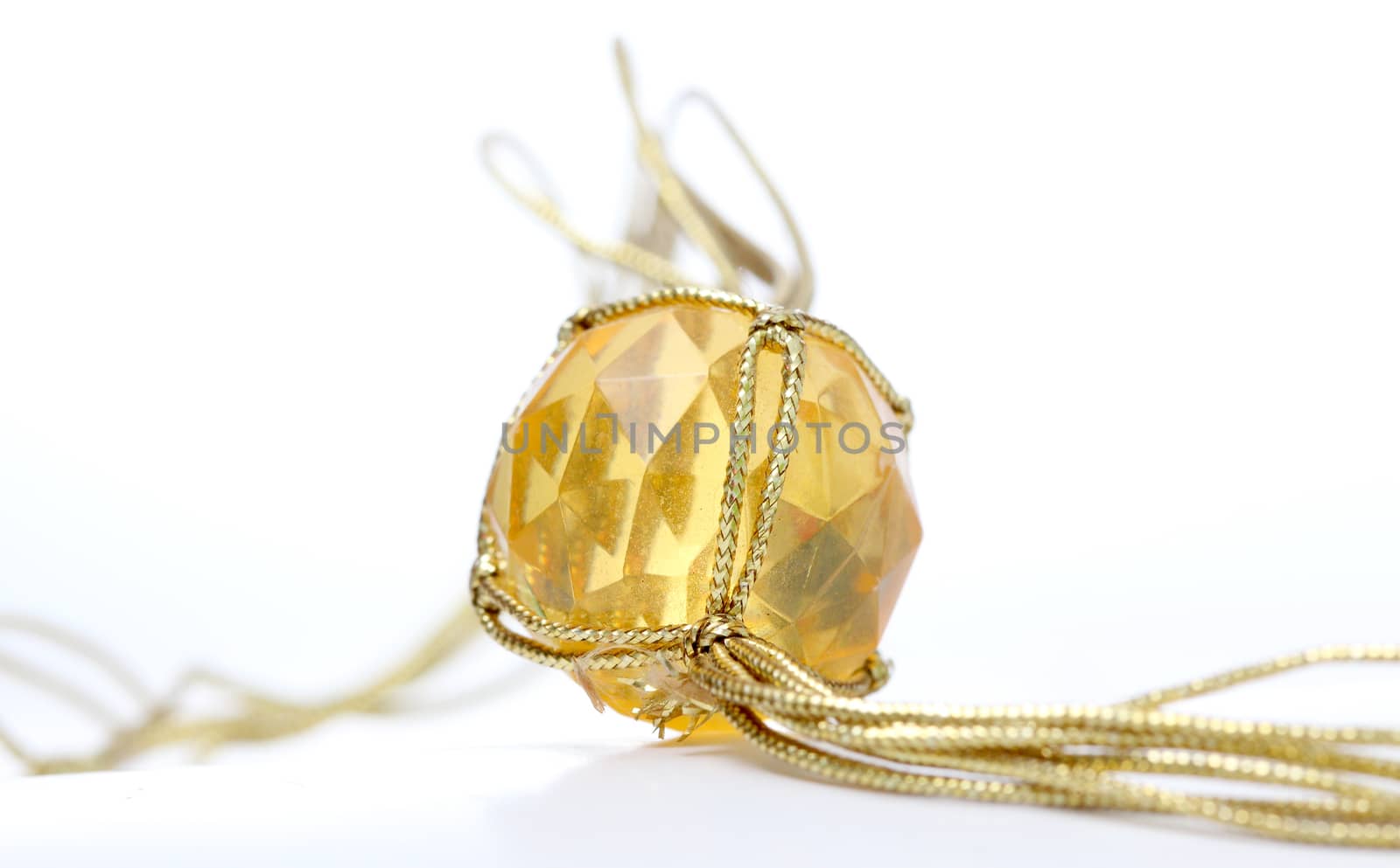 necklace with cheap plastic gems with golden colored rope by nehru