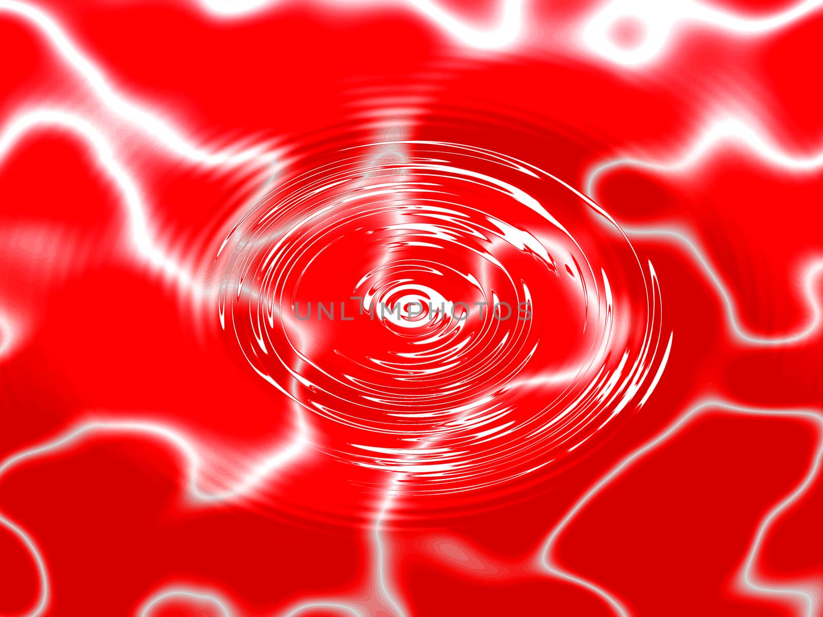 Abstract rotating swirling background with red water drops.