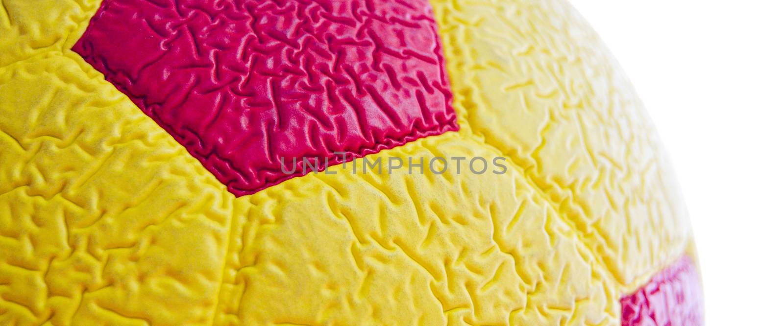 picture of a Red and yellow Soccer Ball macro, texture