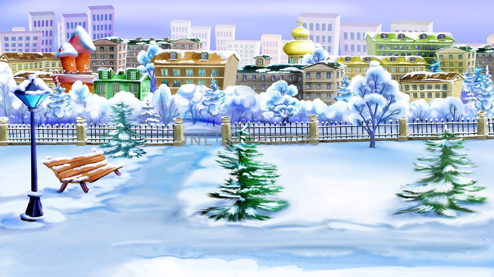 Winter Day in a City Park by Multipedia