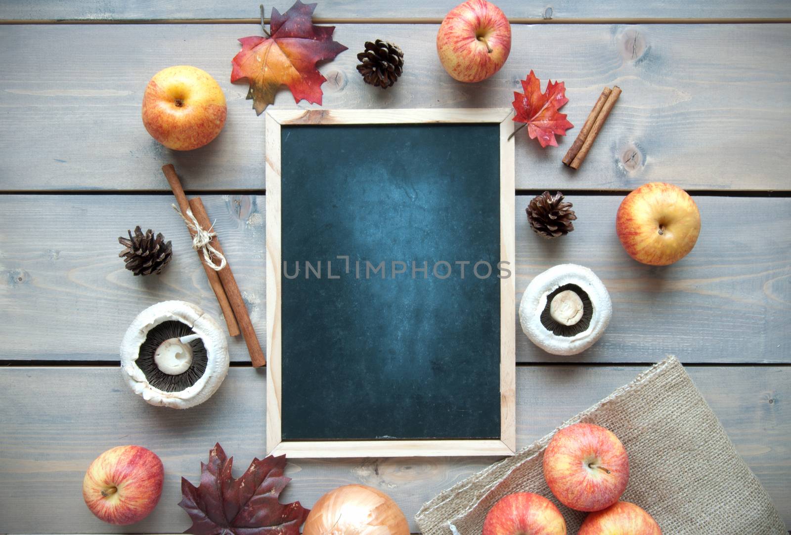 Autumn chalkboard background with space