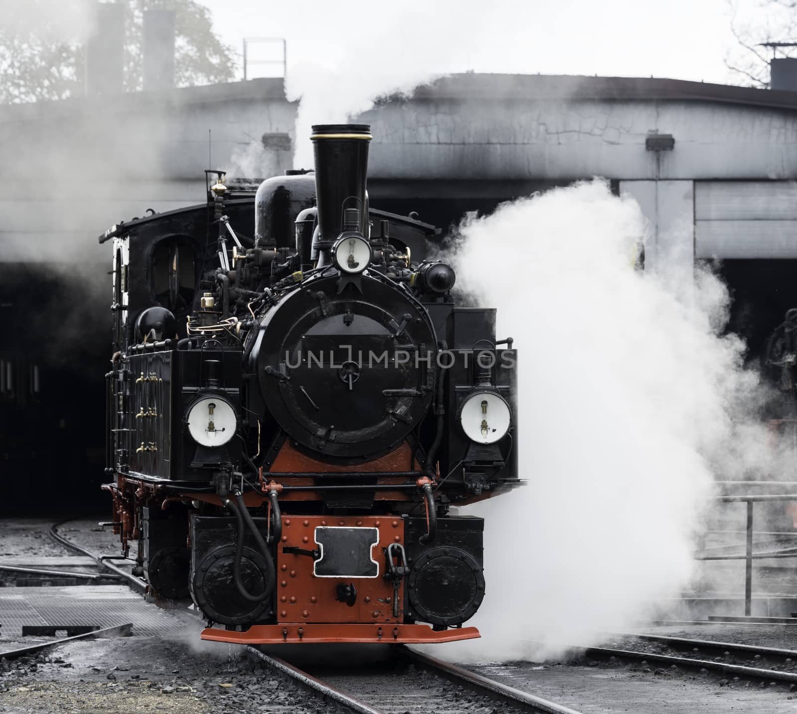 old black steam loc in germany by compuinfoto