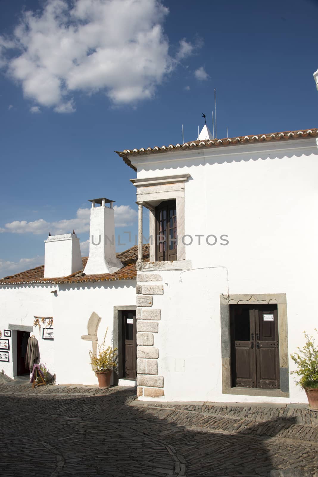 typical street with white house in mosaraz portugal