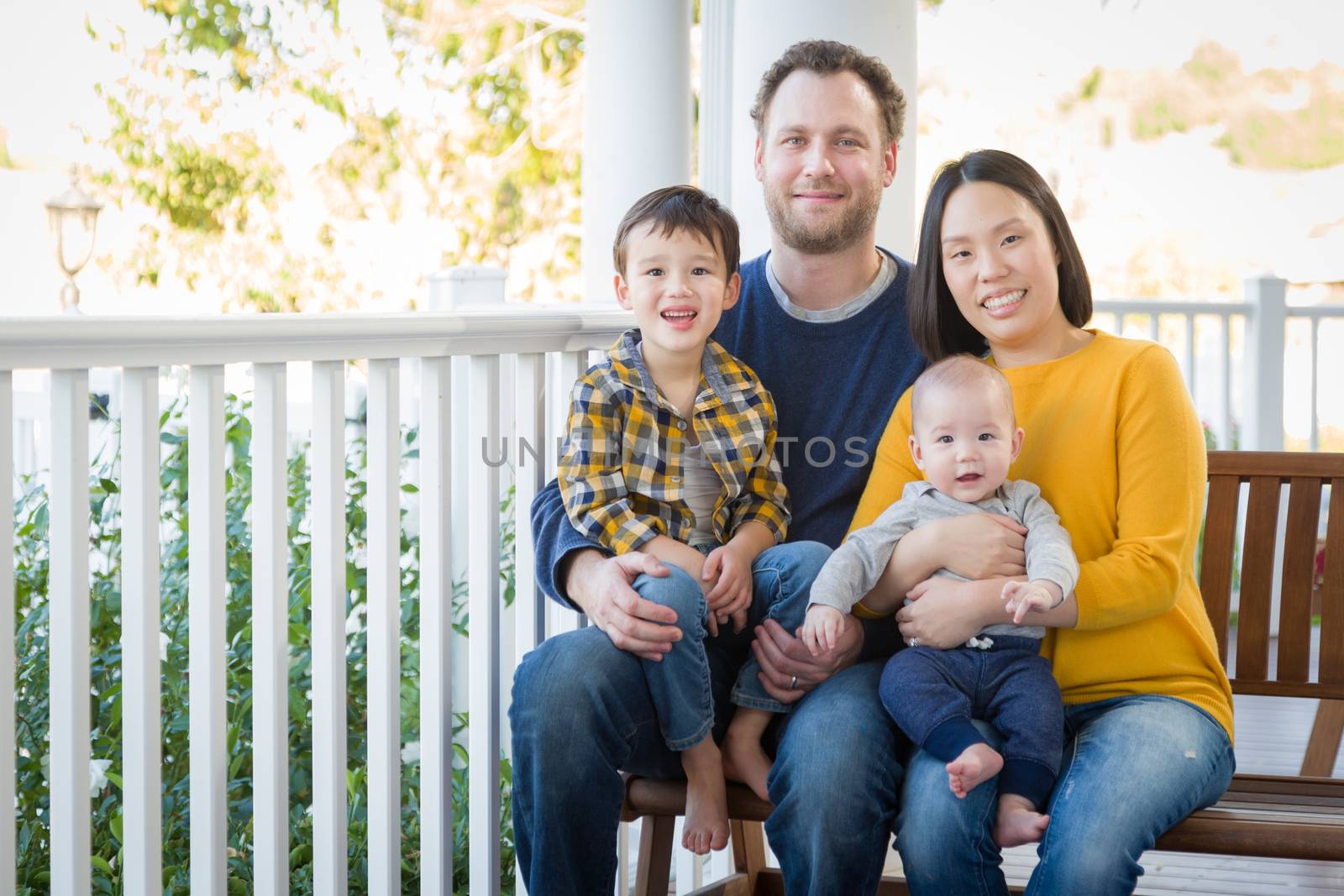 Young Mixed Race Chinese and Caucasian Family Portrait by Feverpitched