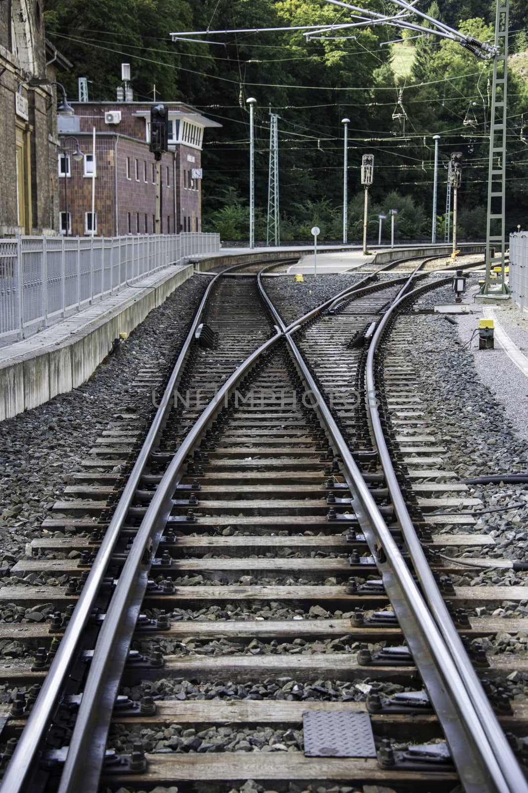 old railroad in germany with station rubeland by compuinfoto