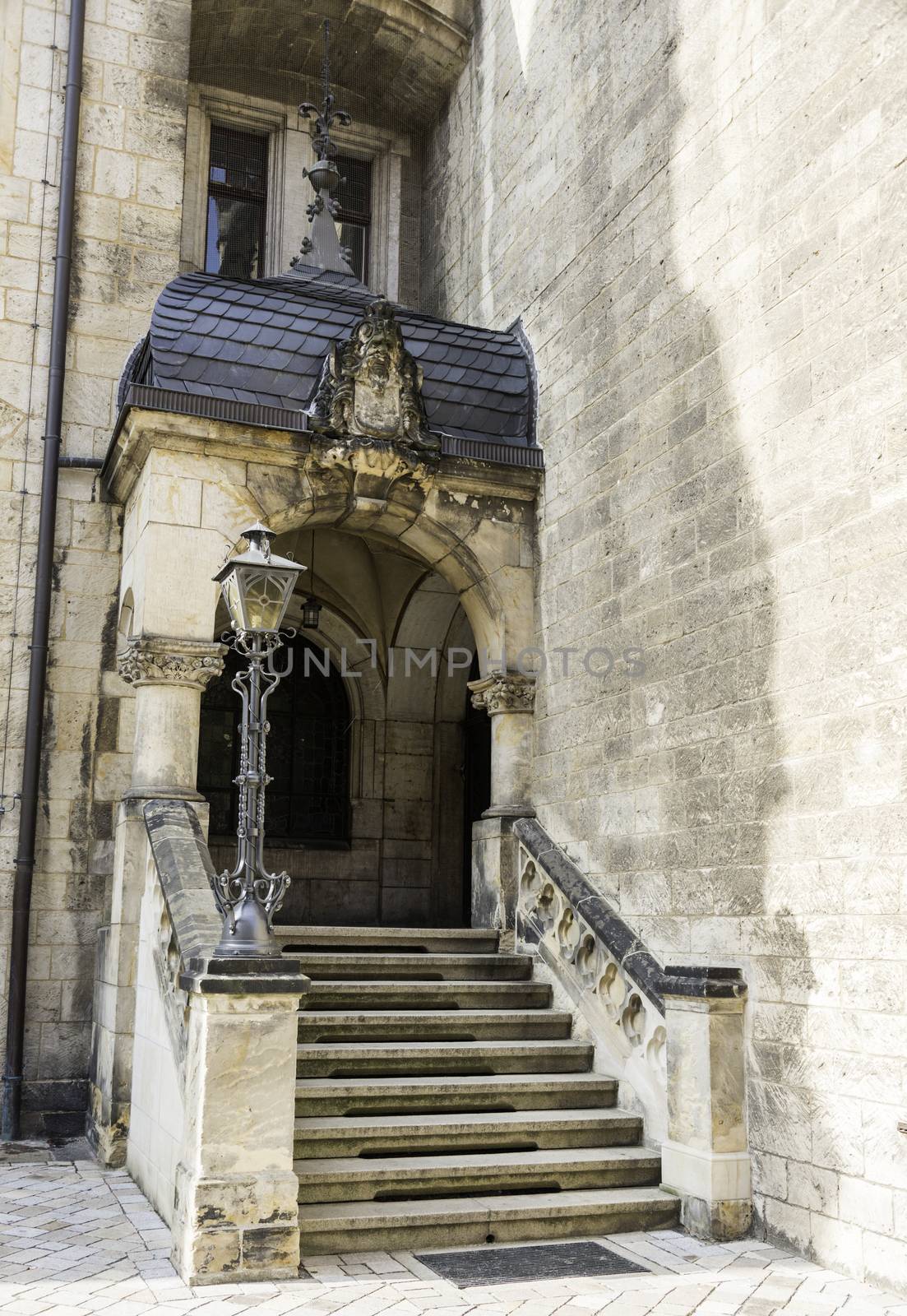 concrete old staircase entrance from church quedlinburg