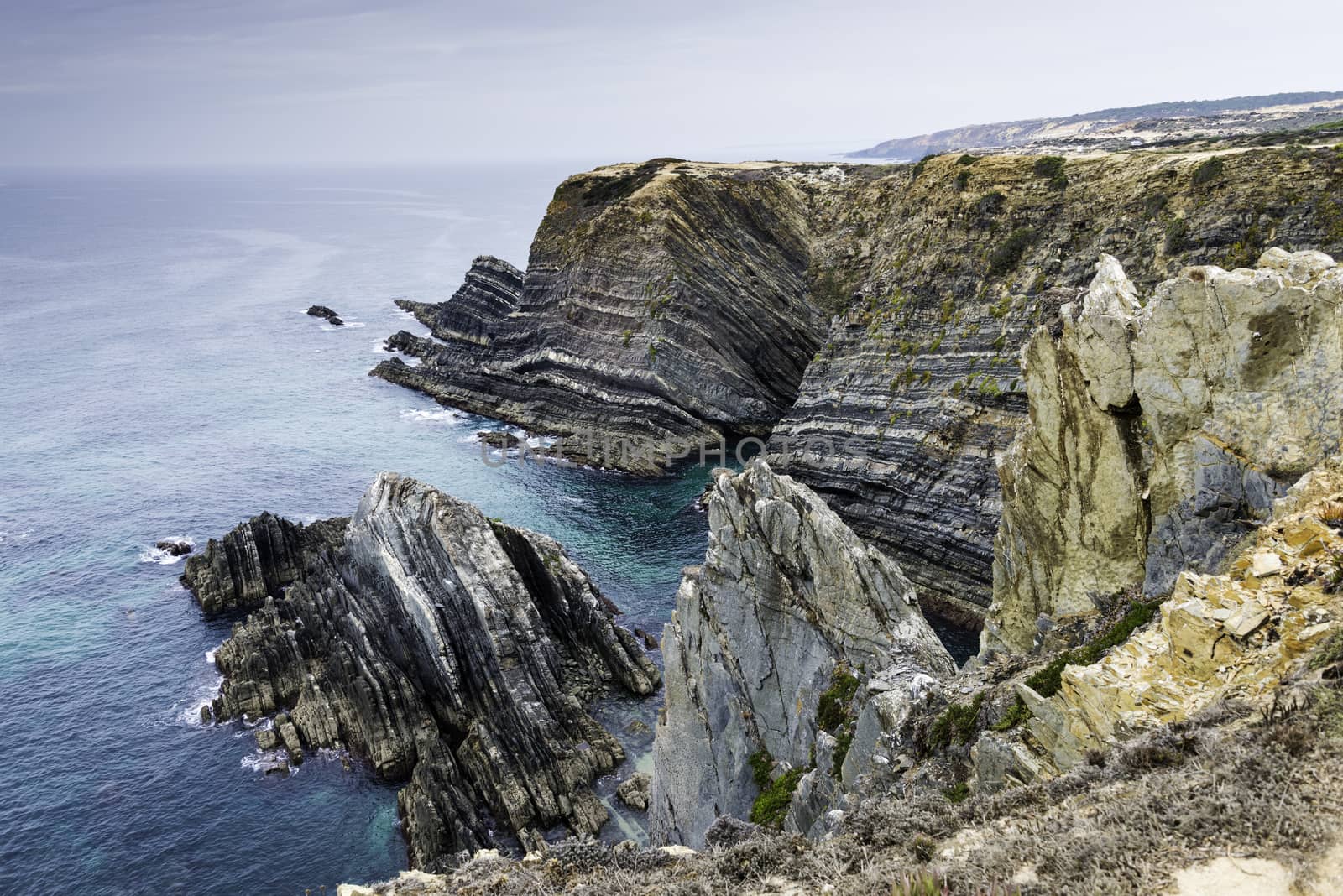 blue water near the rocks of the west coast of Portugal