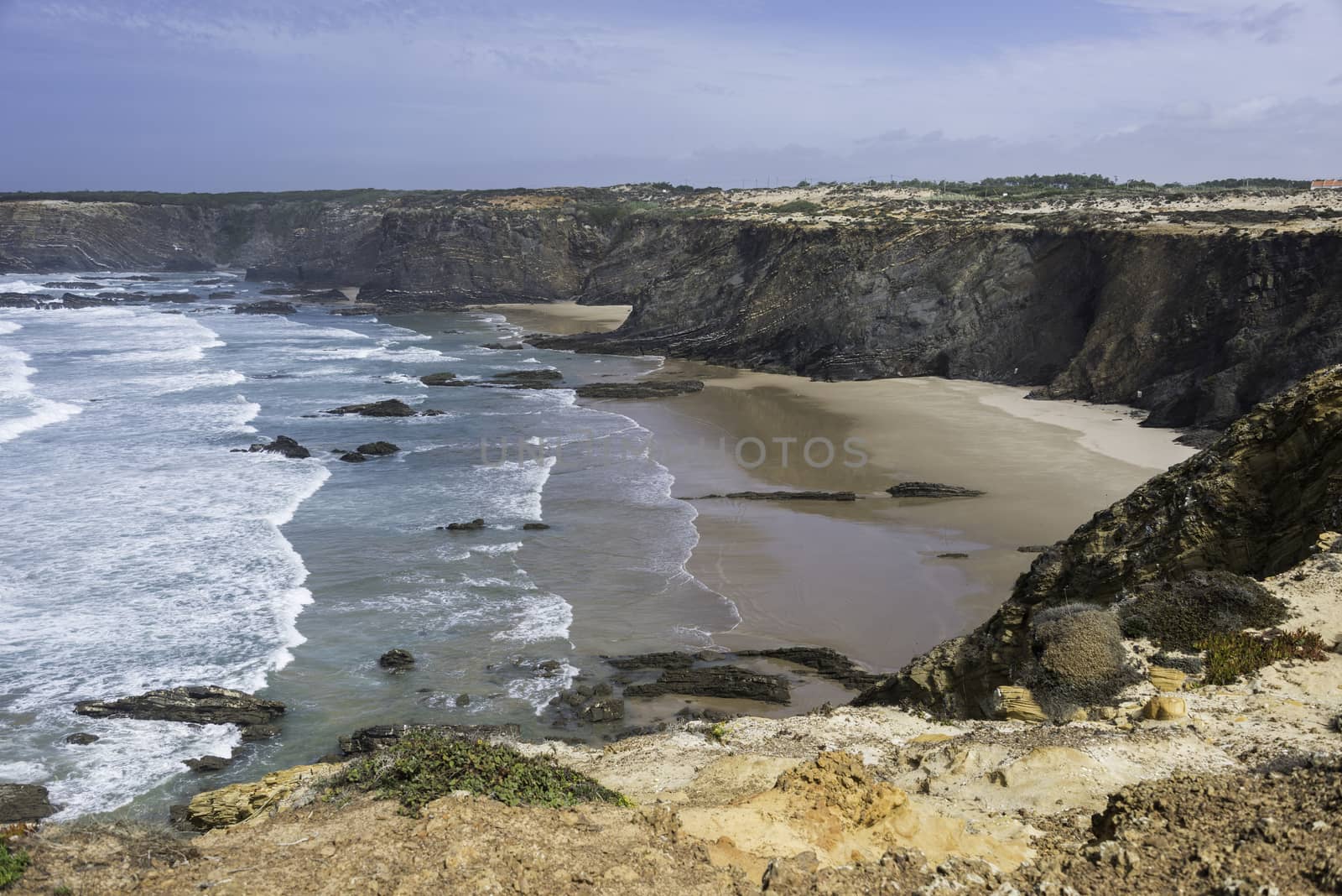 blue water near the rocks of the west coast of Portugal