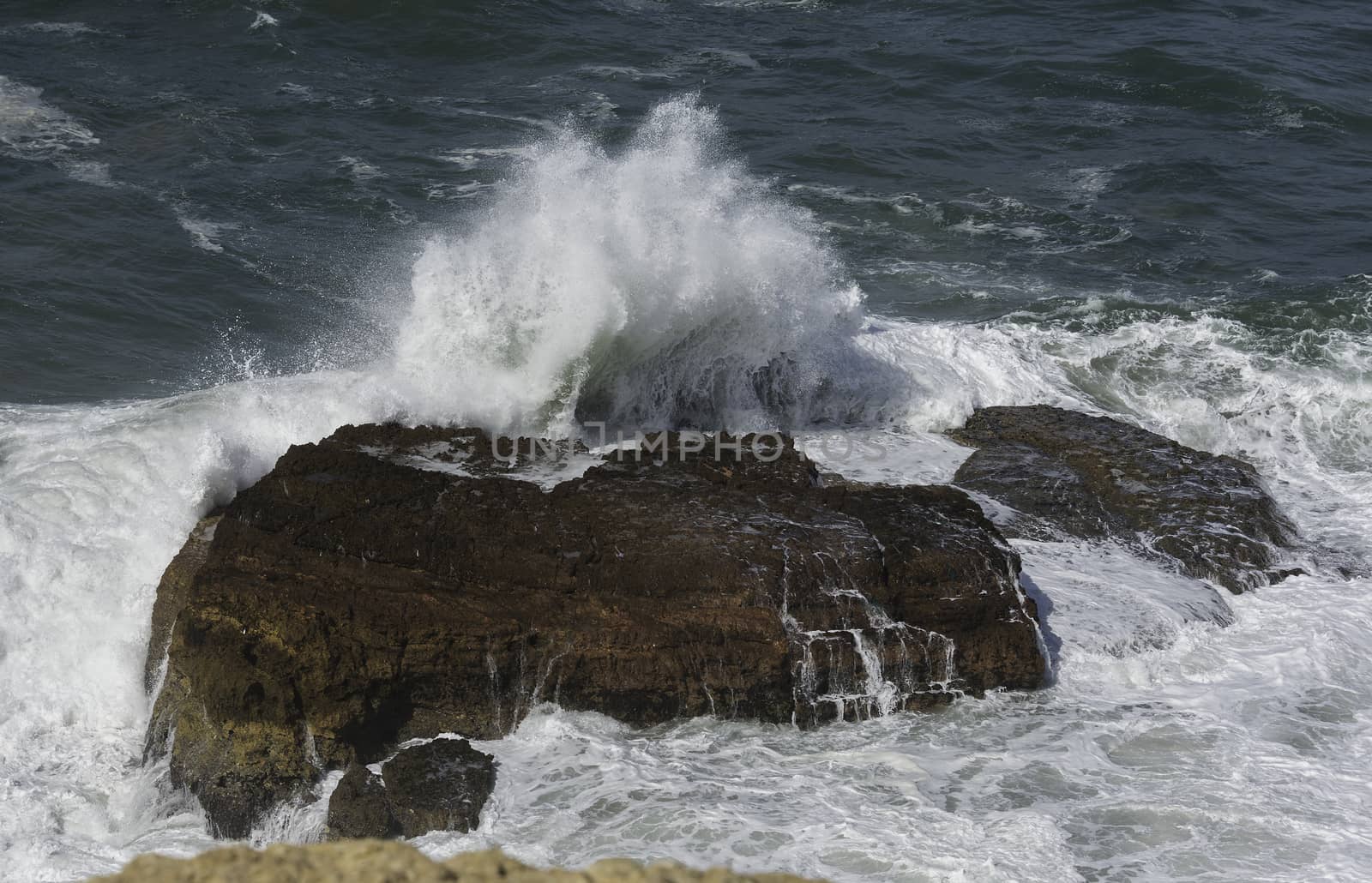 blue water near the rocks of the west coast of Portugal