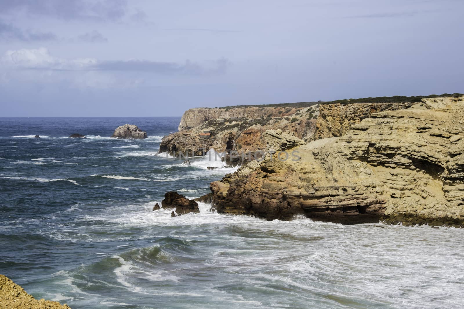 blue water near the rocks of the west coast of Portugal