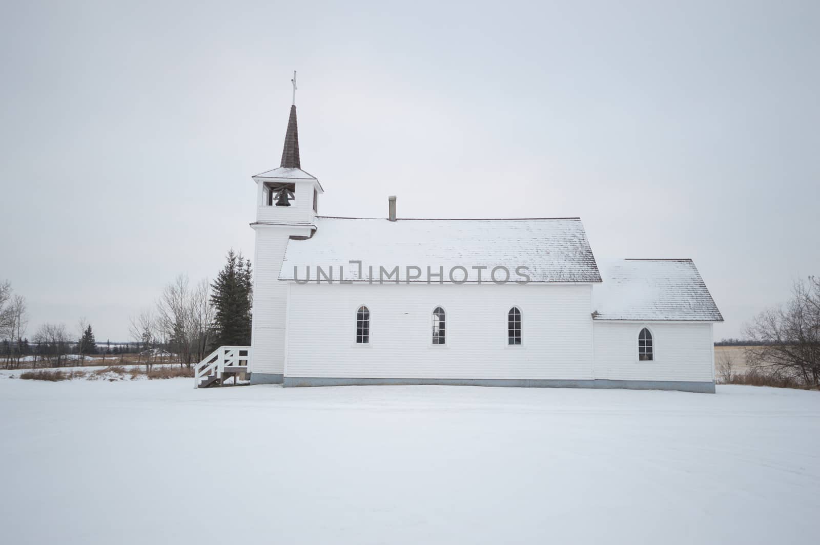 historic architecture of the building on a cold winter day