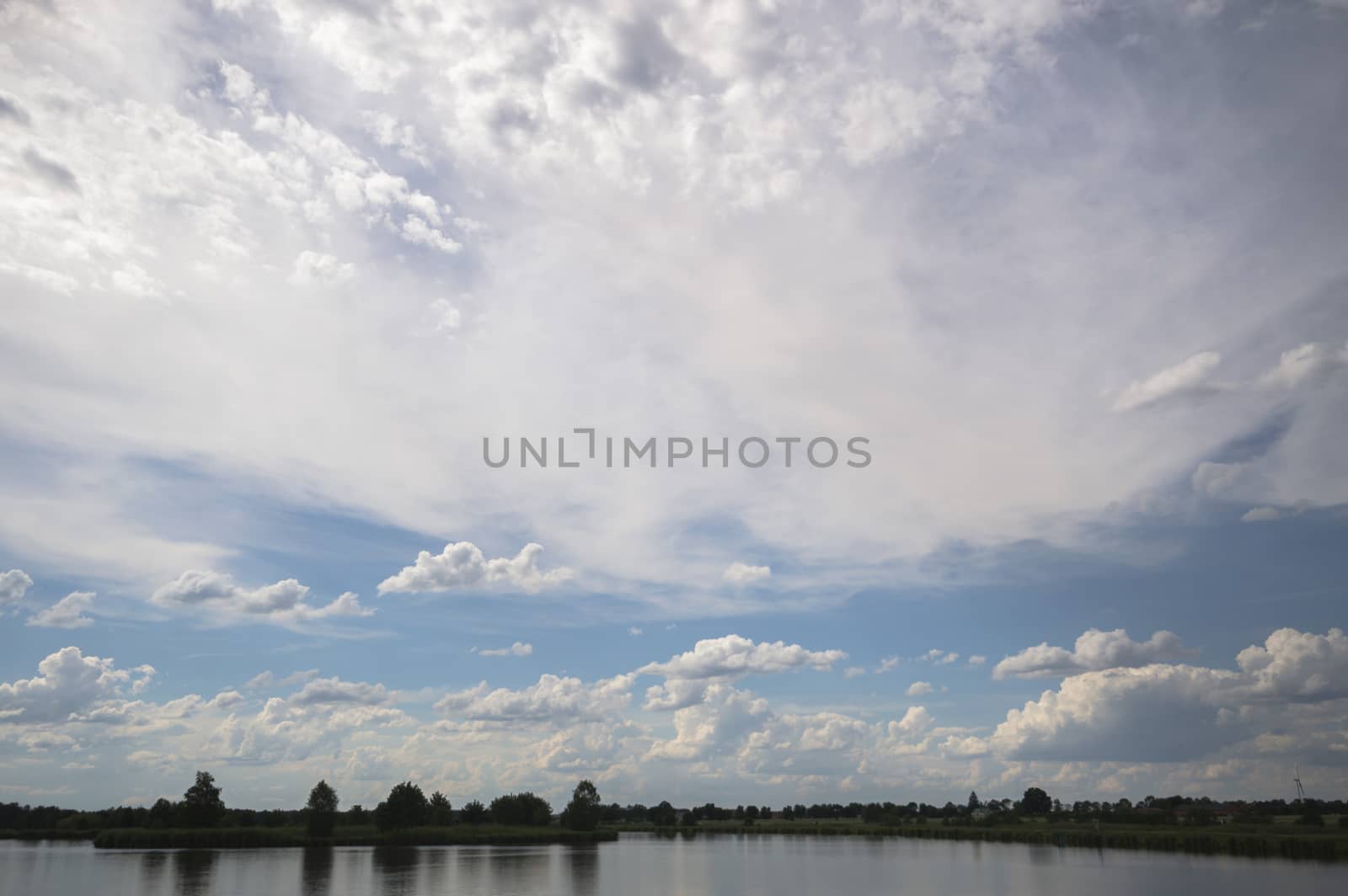 blue lake with cloudy sky, nature series