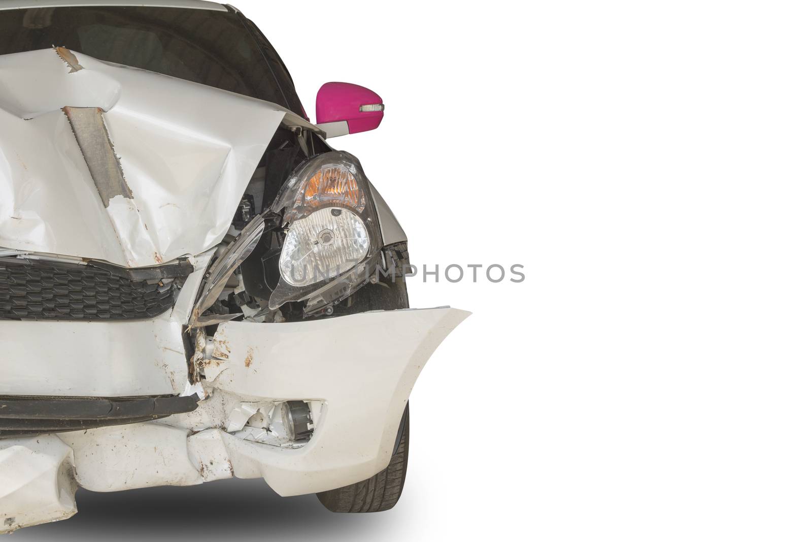 Car accident front side isolated on white by ipuwadol