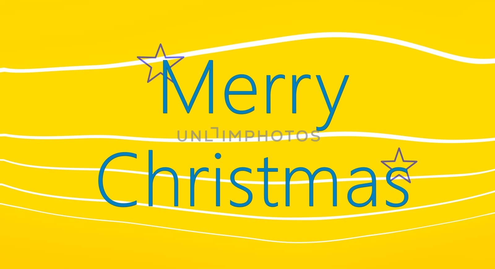 Merry Christmas card on yellow background with white lines by nehru