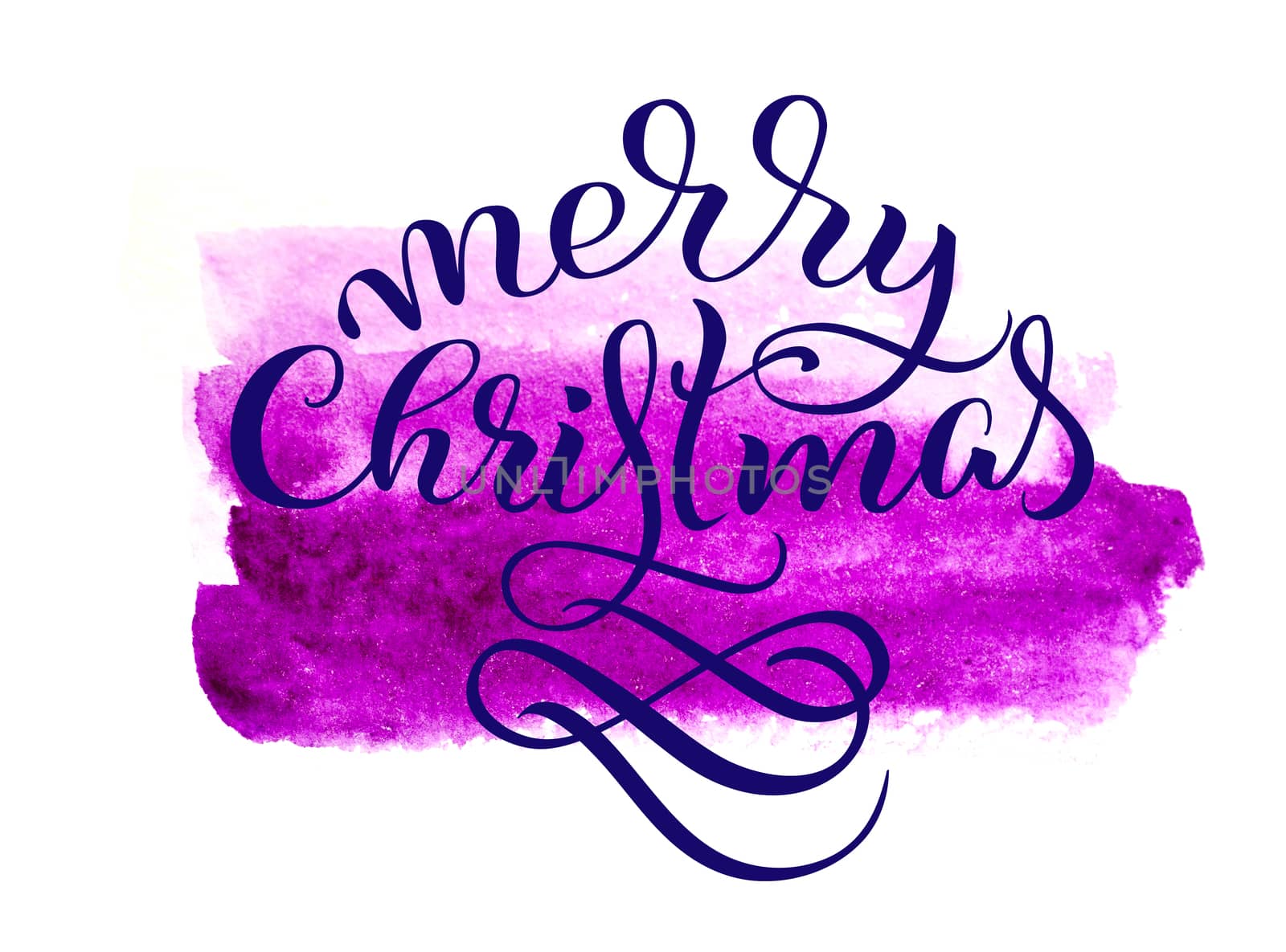 abstract background purple tone and the text of Merry Christmas. Lettering calligraphy.