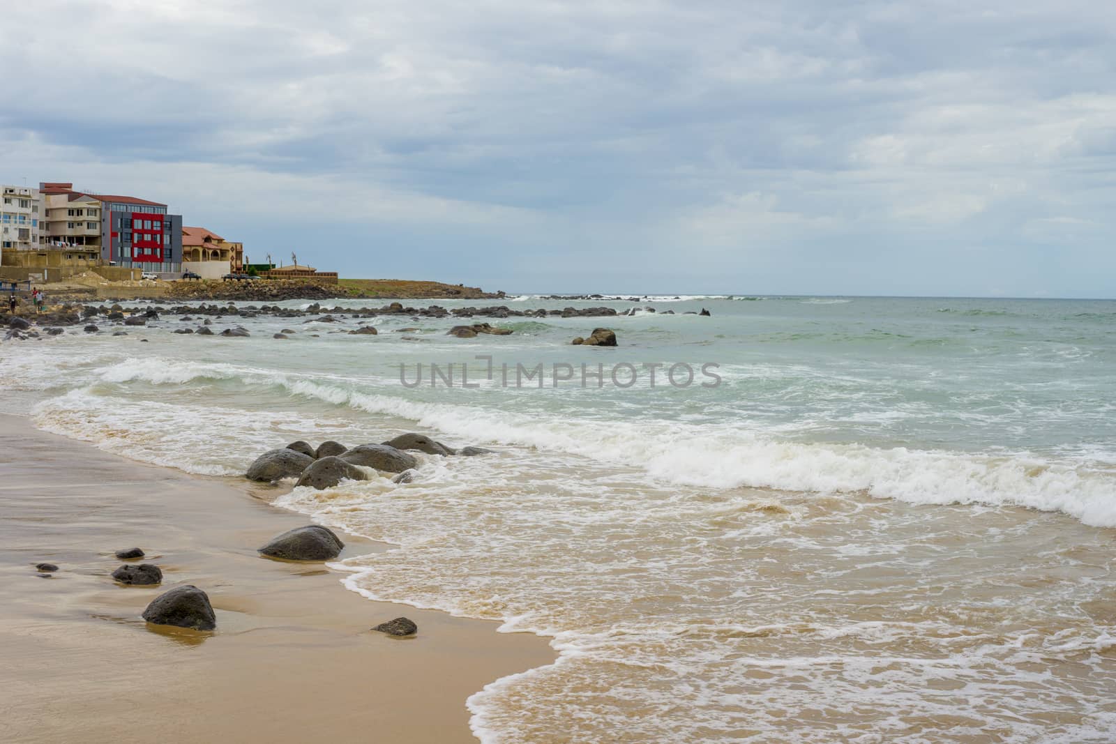The beautiful waters of the Atlantic ocean with its rocky coastline near the City of Dakar in Senegal