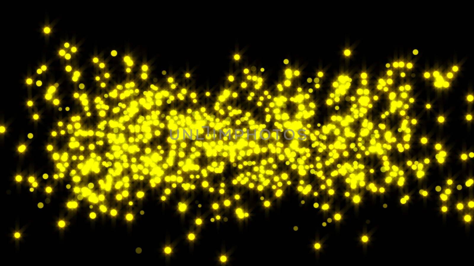 Golden particle background. yellow particles with black background