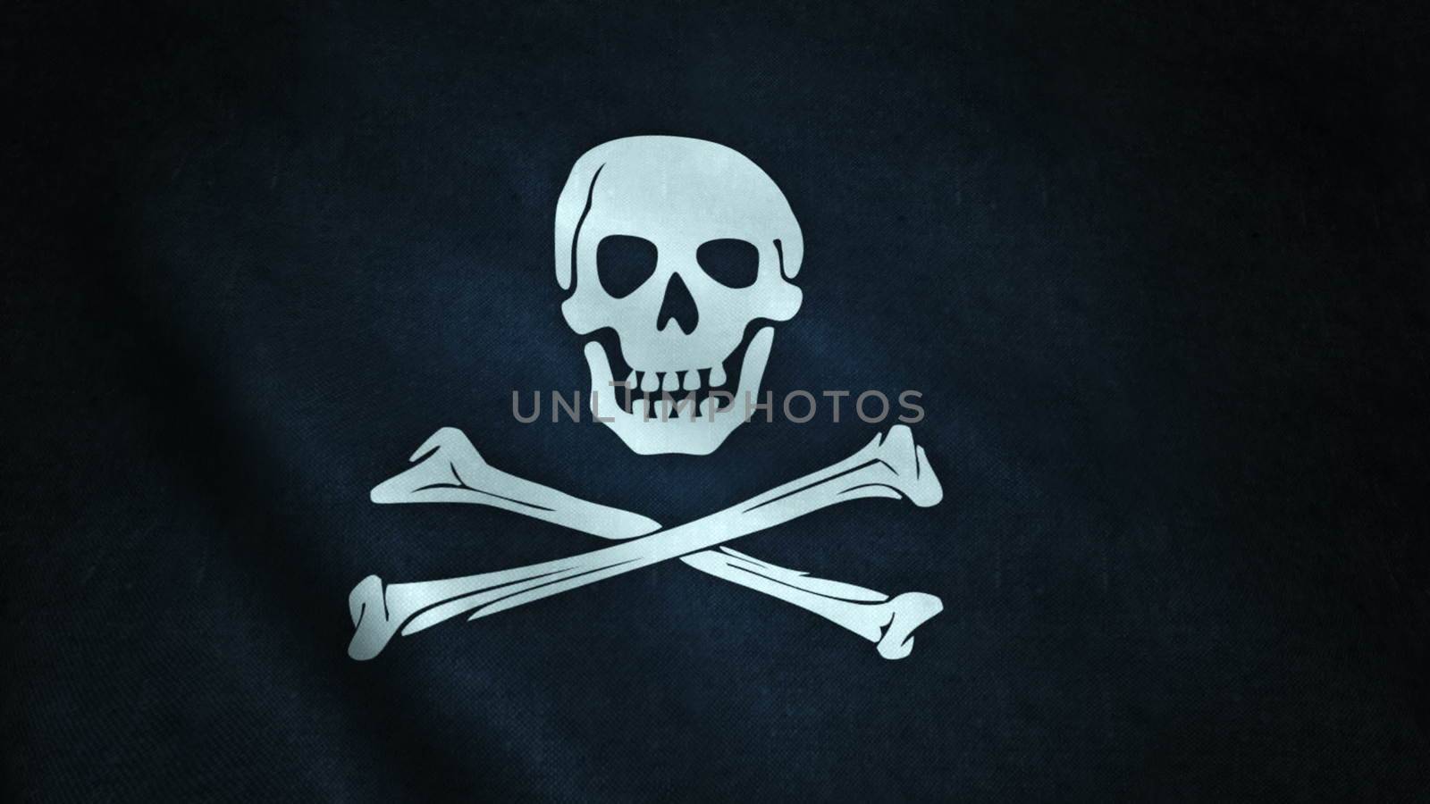 closeup pirate flag. Realistic 3d rendered. Nature cloth