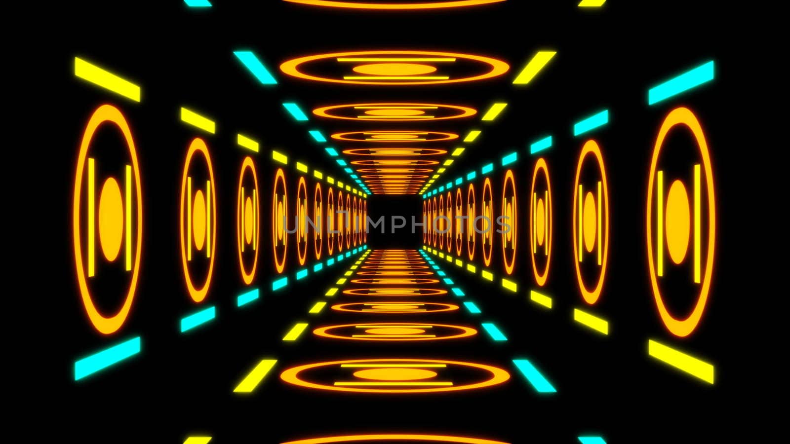 Retro colorful tunnel. Colorful element with black background