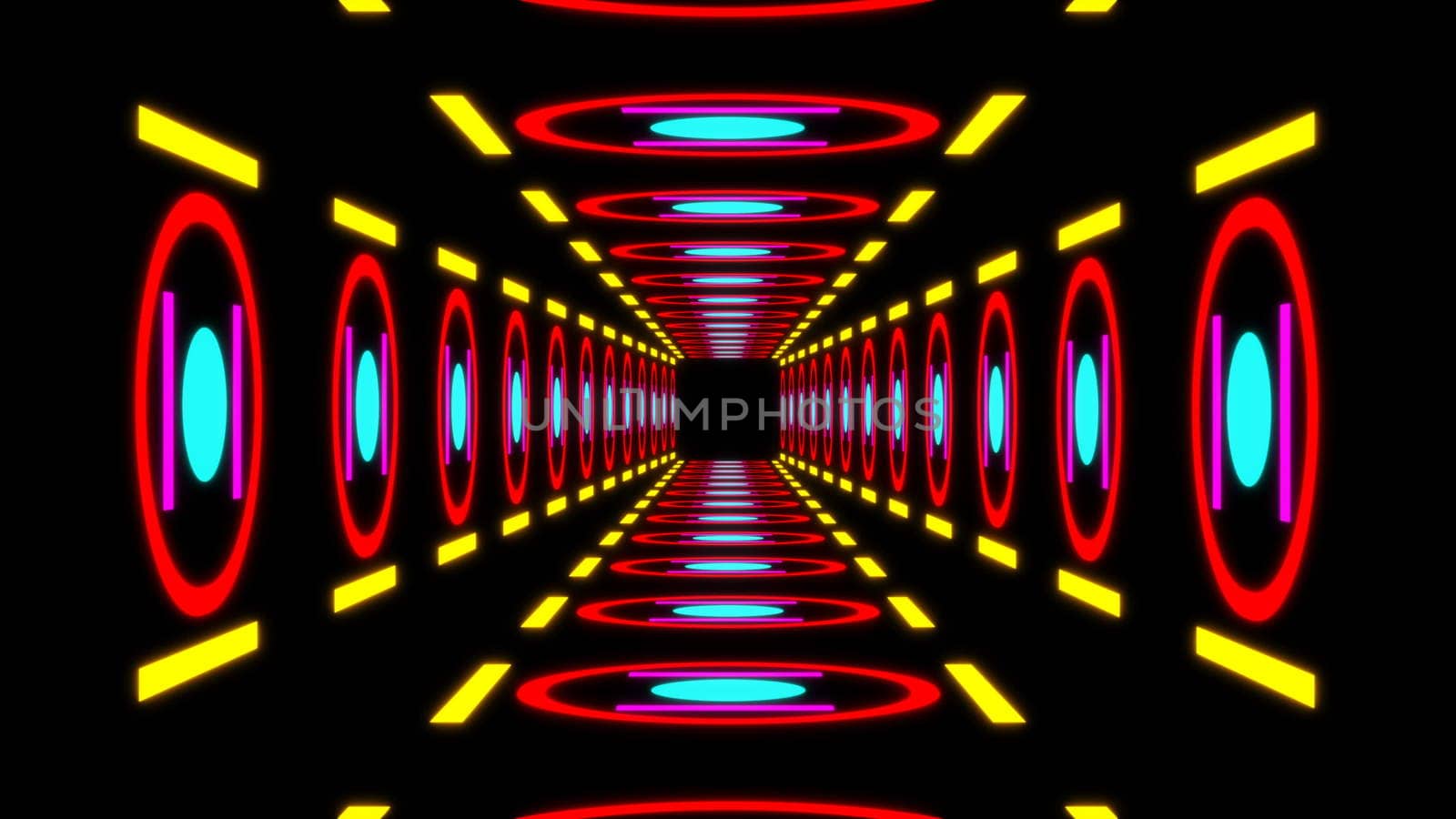 Retro colorful tunnel. Colorful element with black background