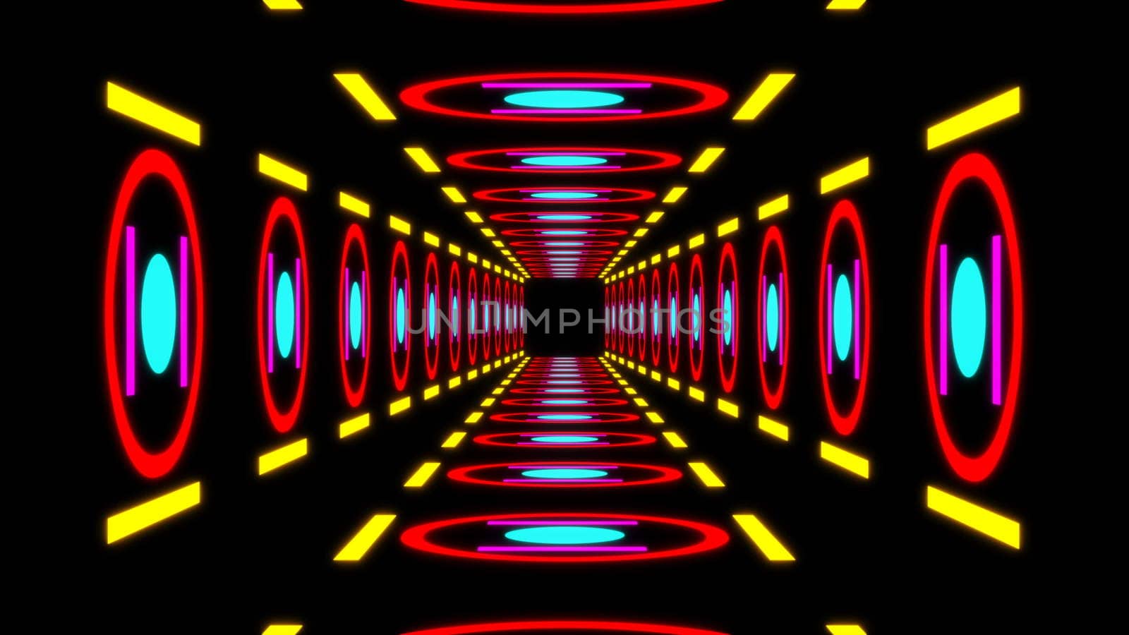 Retro colorful tunnel. Colorful element with black background