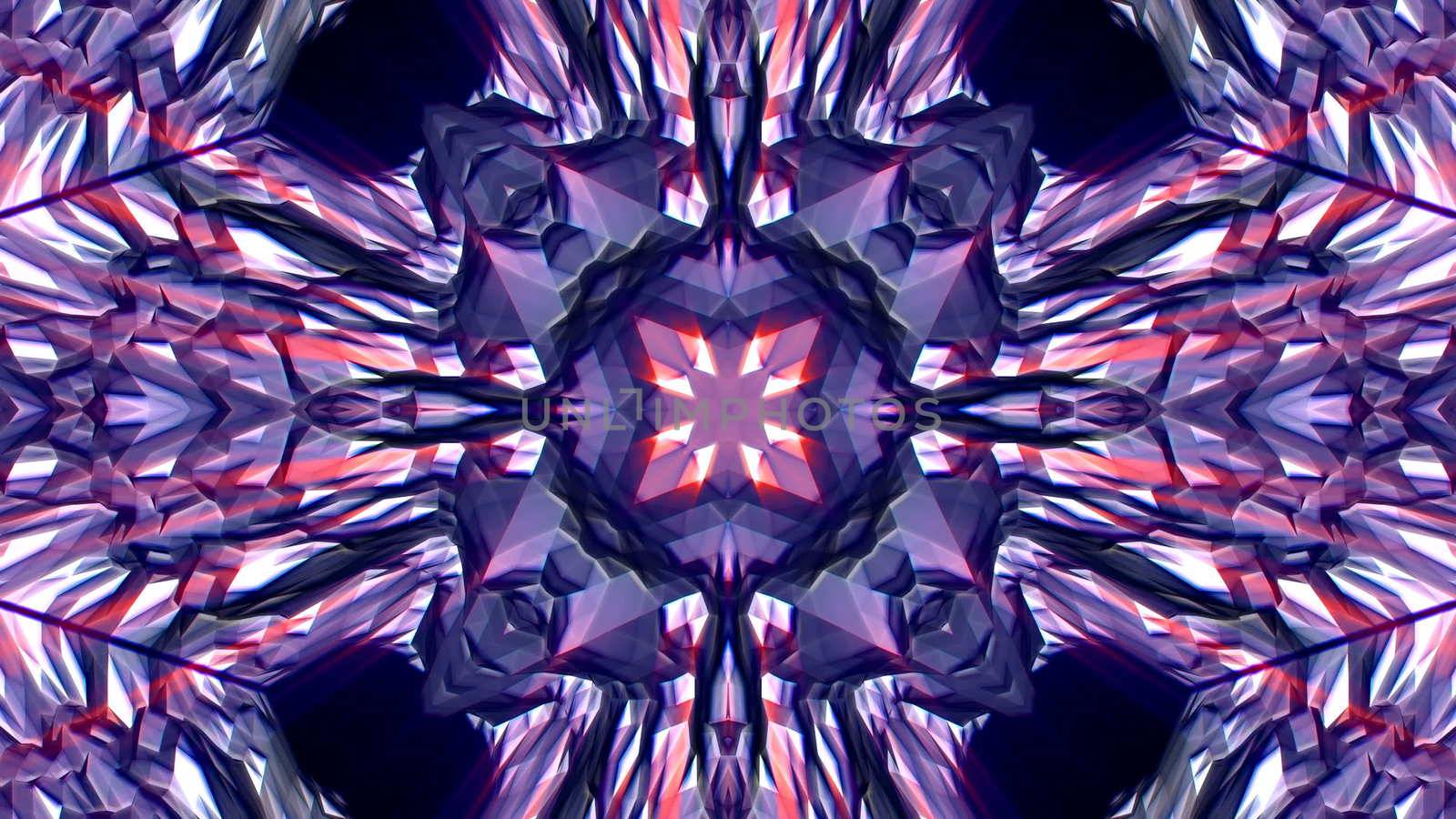 Diamond Kaleidoscope with shine effect. Seamless loop