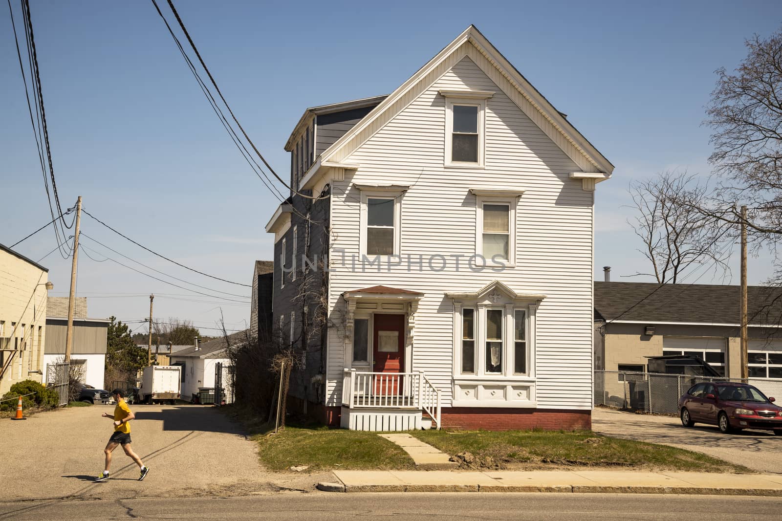 An old green building in Portland, Maine